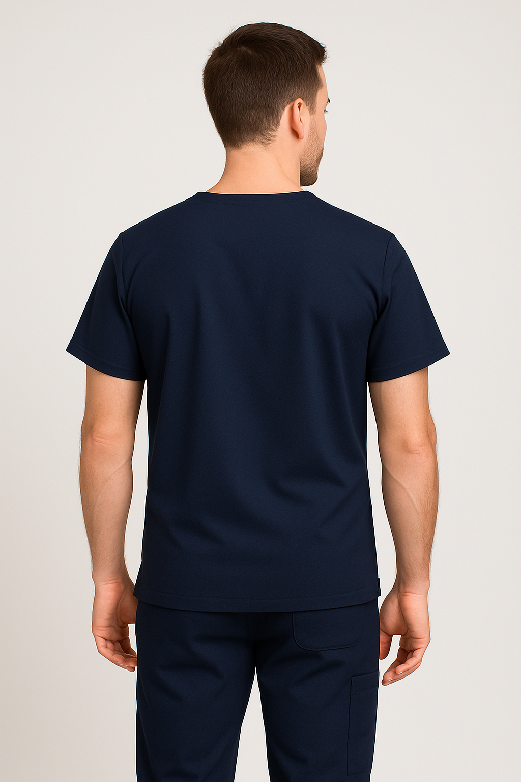 Men UltraFlex 4 Way Stretch 3 Pocket V Neck Scrub Top - Navy Blue