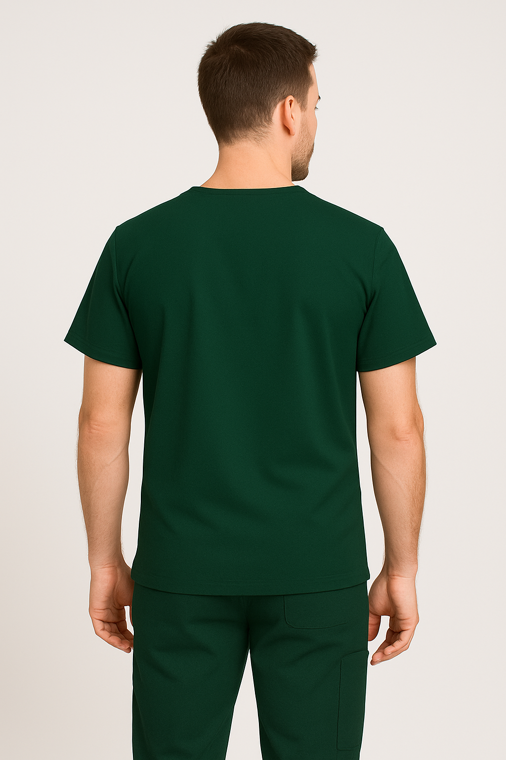 Men UltraFlex 4 Way Stretch 3 Pocket V Neck Scrub Top - Forest Green