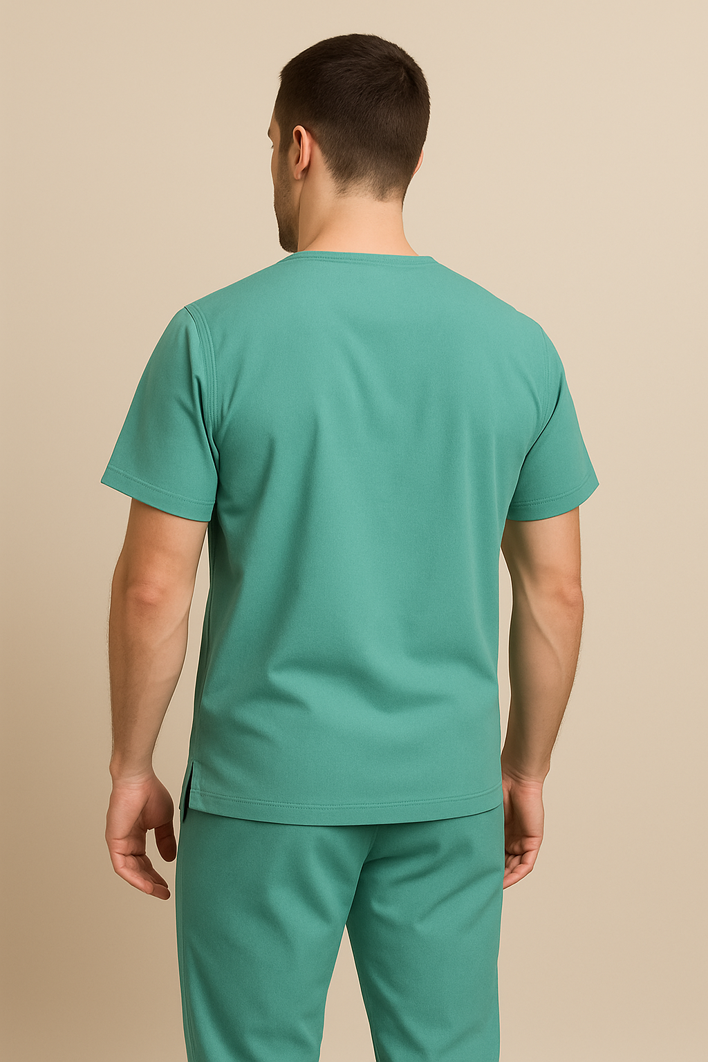 Men UltraFlex 4 Way Stretch 3 Pocket V Neck Scrub Top - Surgical Green