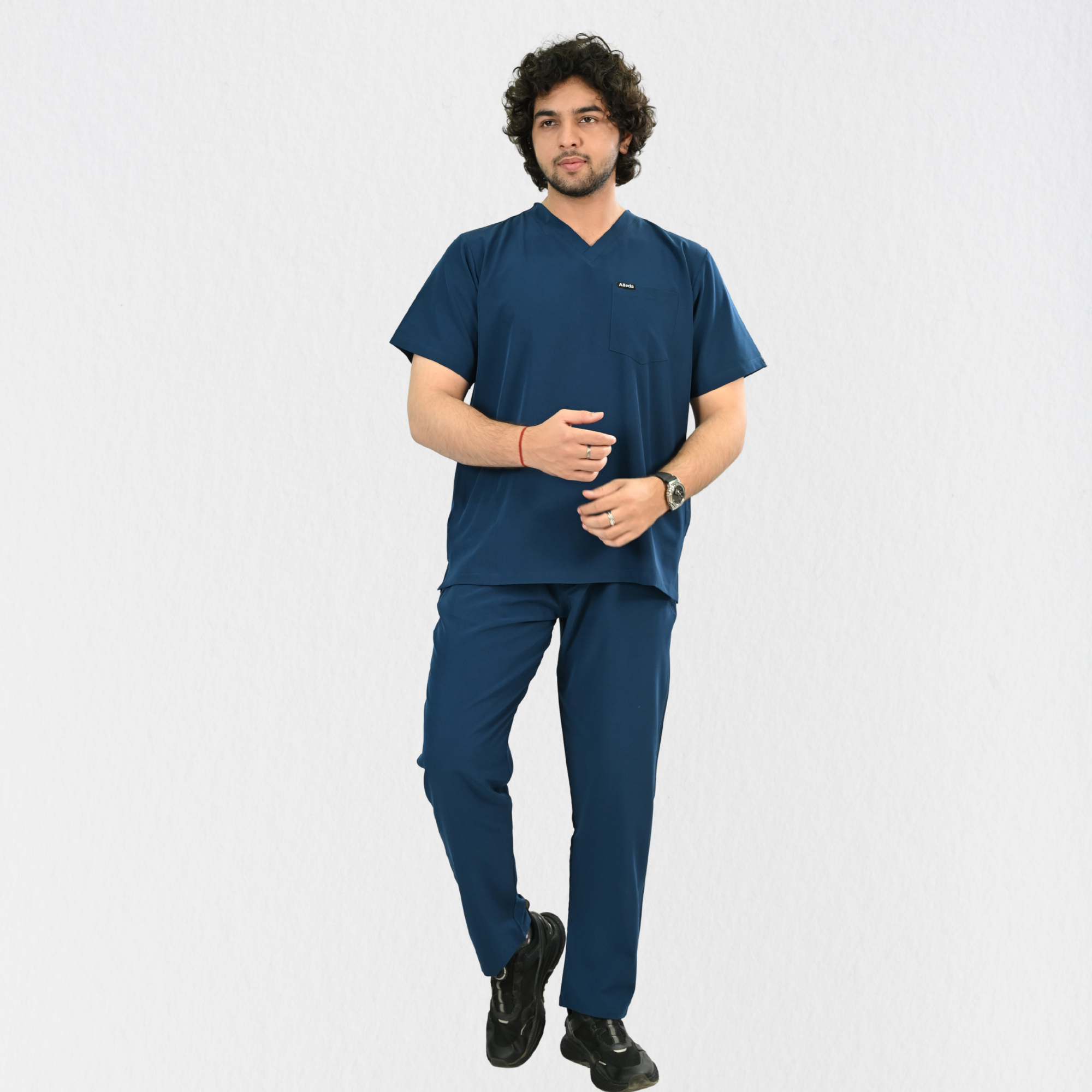 Men PrimaFlex 4 Way Stretch 8 Pocket V Neck Scrub Set - Crystal Teal