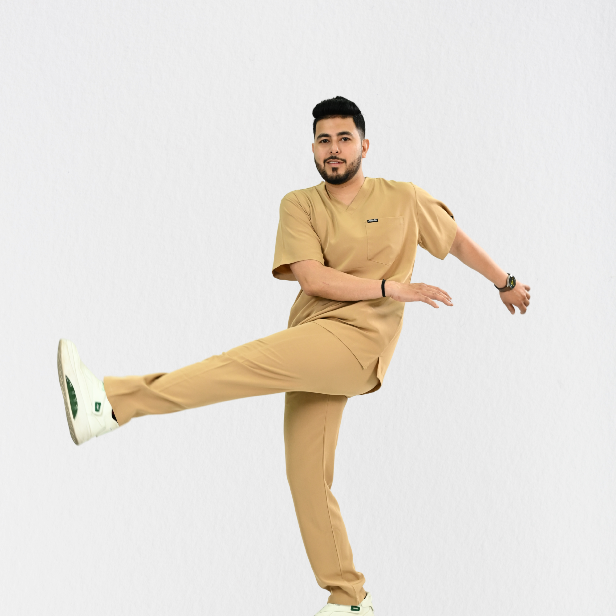 Men PrimaFlex 4 Way Stretch 5 Pocket Scrub Bottom - Beige