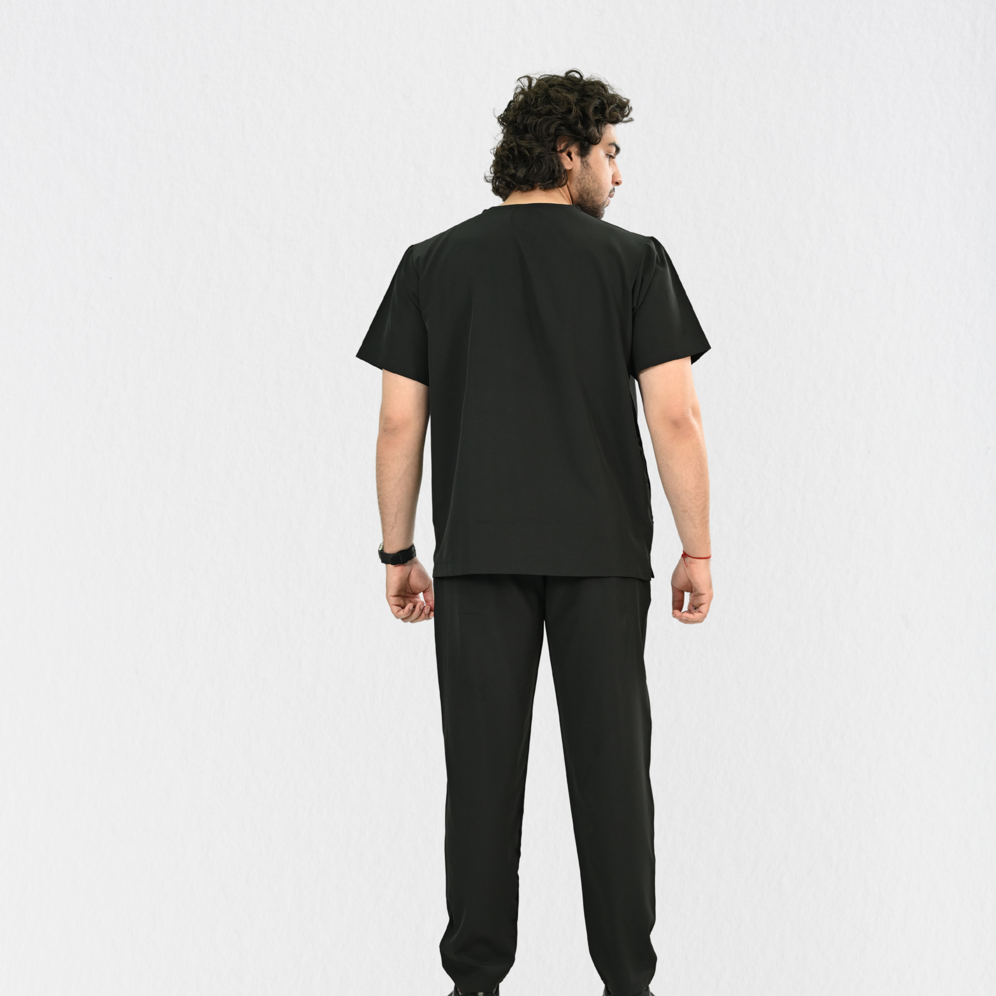 Men PrimaFlex 4 Way Stretch 8 Pocket V Neck Scrub Set - Black