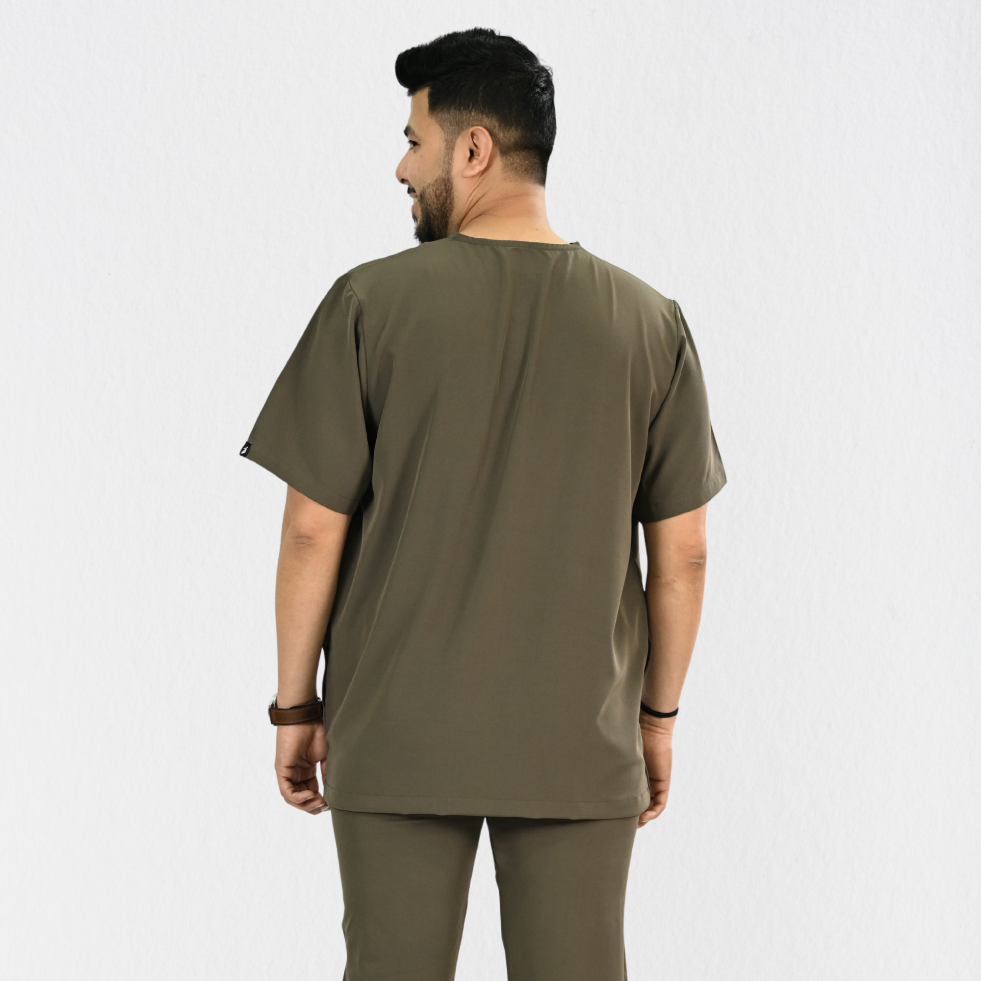 Men PrimaFlex 4 Way Stretch 3 Pocket Scrub Top - Charcoal Brown