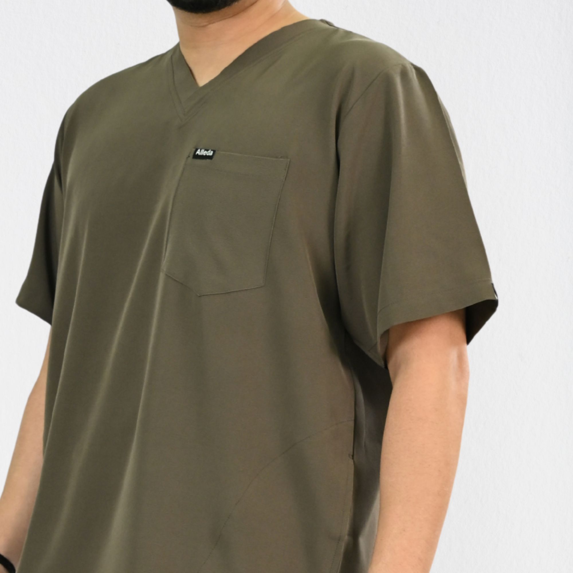Men PrimaFlex 4 Way Stretch 3 Pocket Scrub Top - Charcoal Brown
