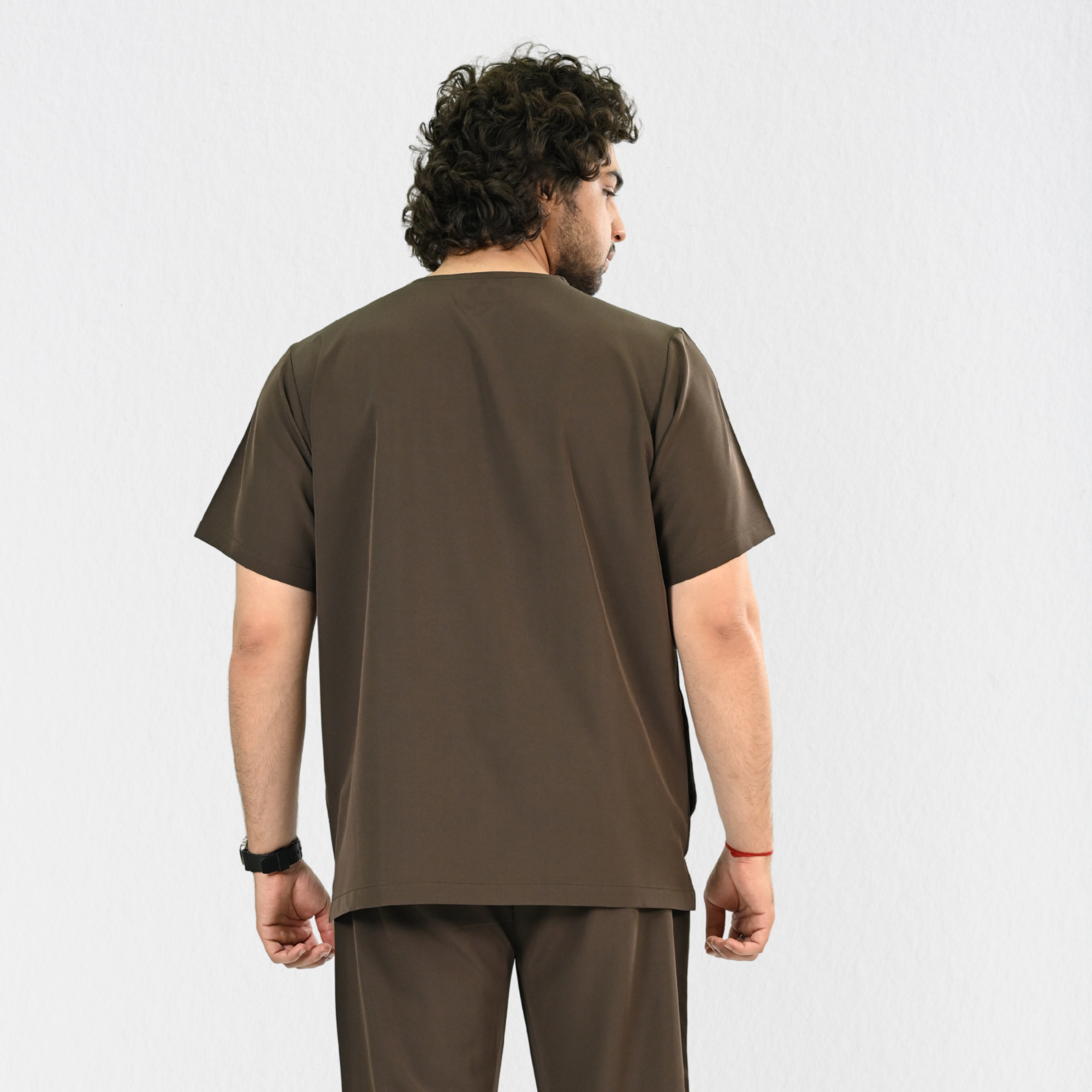 Men PrimaFlex 4 Way Stretch 3 Pocket Scrub Top - Dark Brown