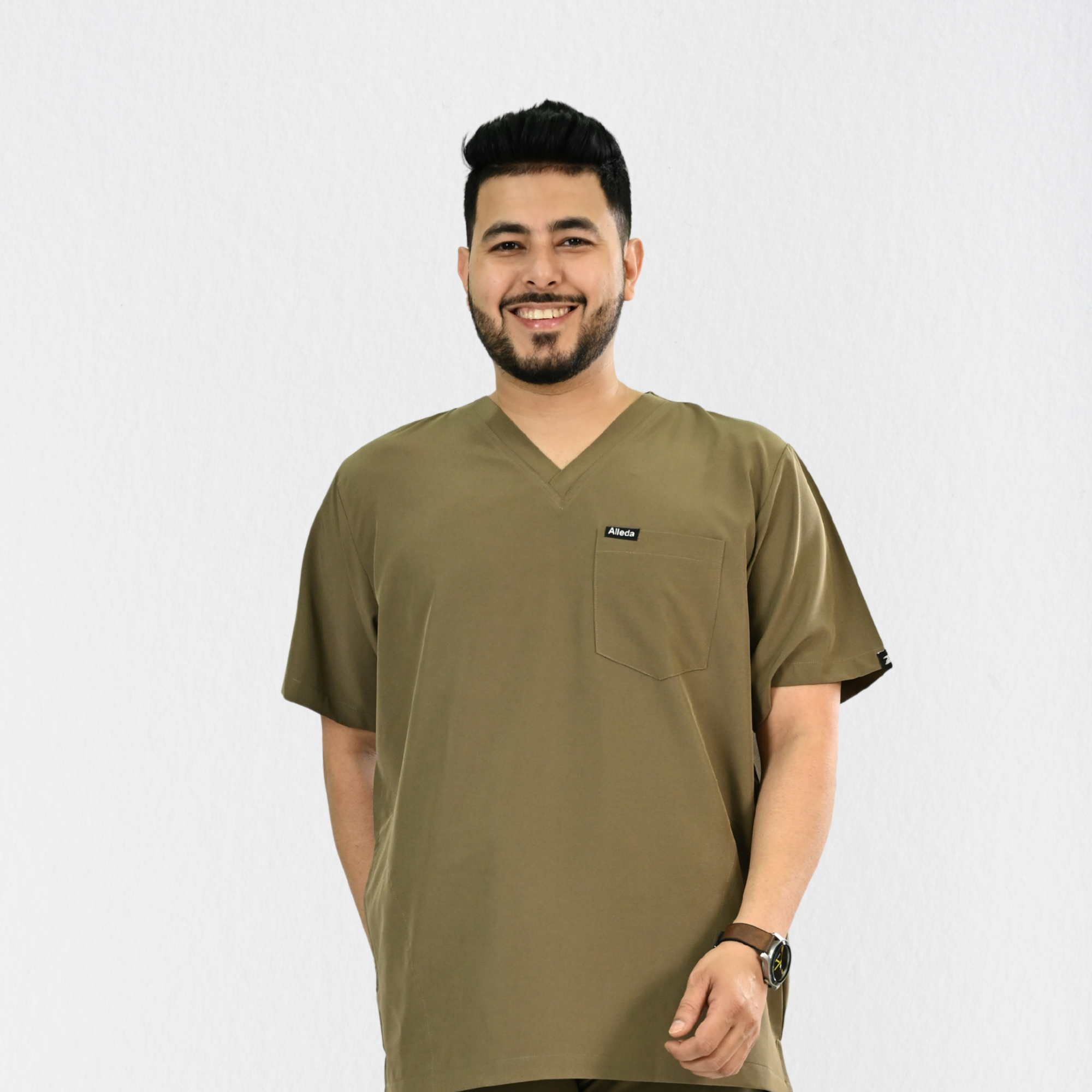 Men PrimaFlex 4 Way Stretch 3 Pocket Scrub Top - Khaki
