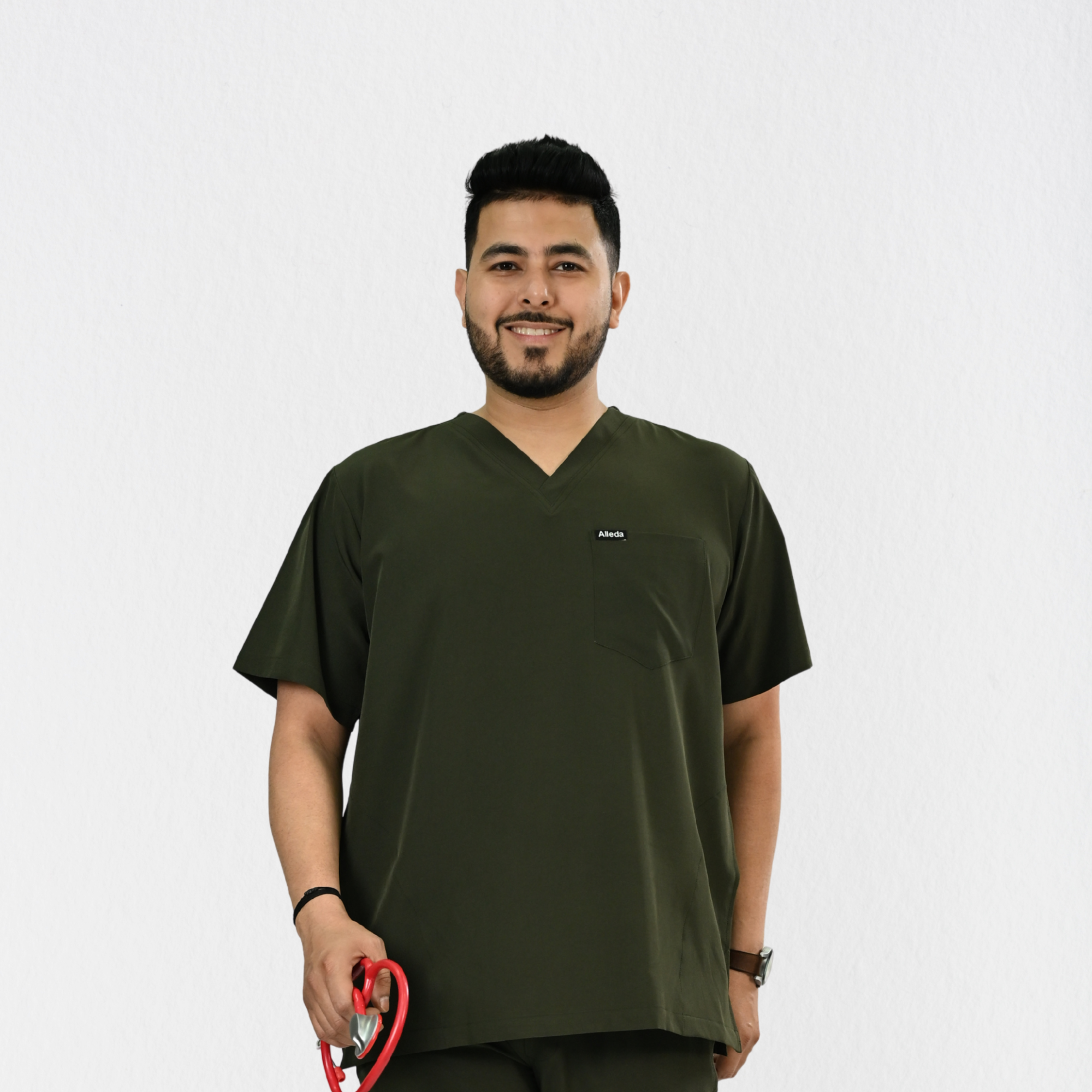 Men PrimaFlex 4 Way Stretch 3 Pocket Scrub Top - Olive