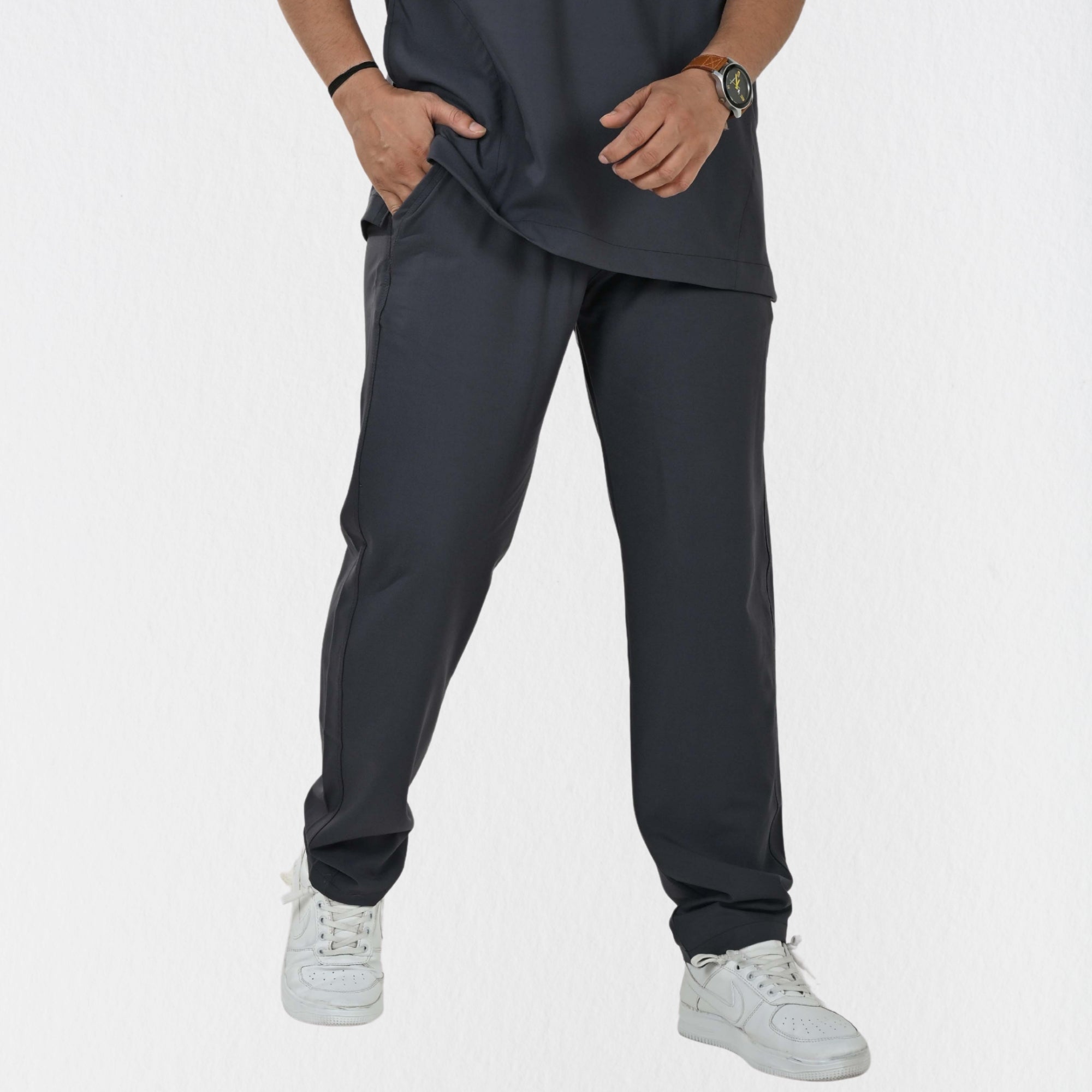 Men UltraFlex 4 Way Stretch 5 Pocket Scrub Bottom - Heather Grey