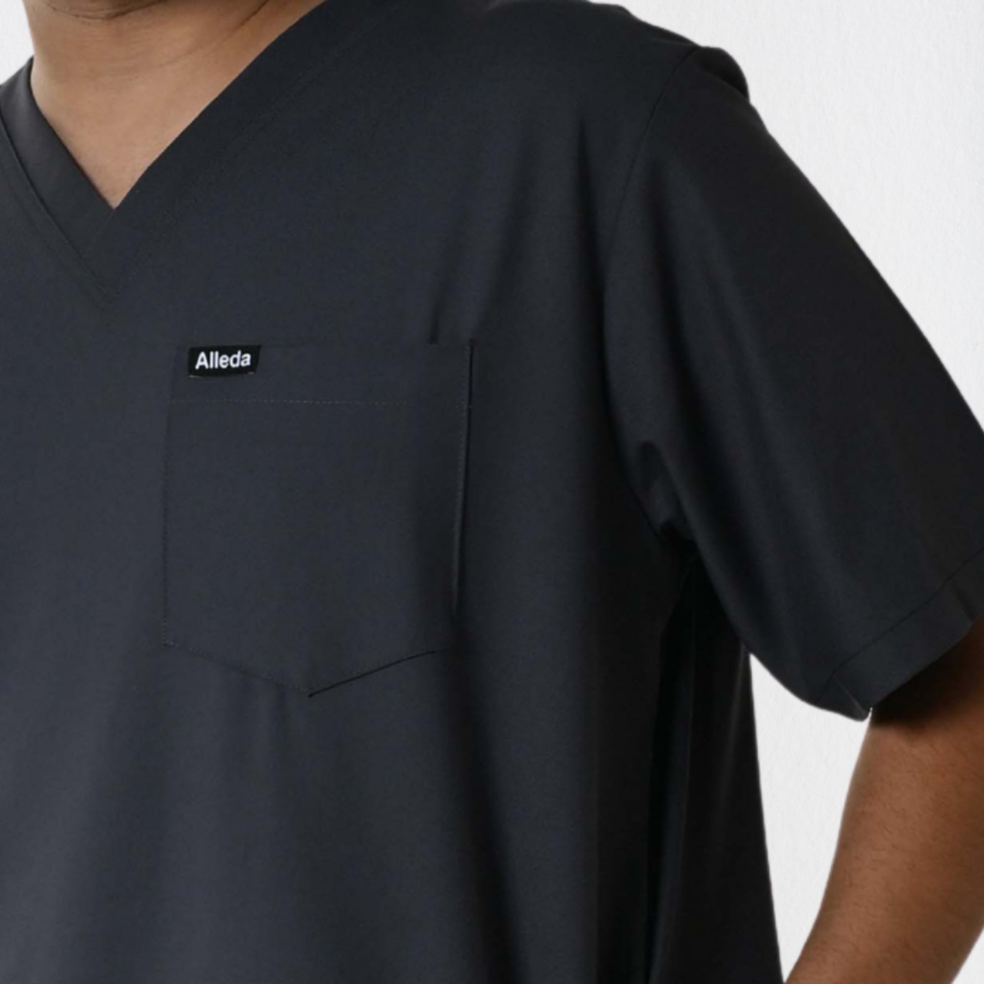 Men UltraFlex 4 Way Stretch 8 Pocket V Neck Scrub Set - Heather Grey