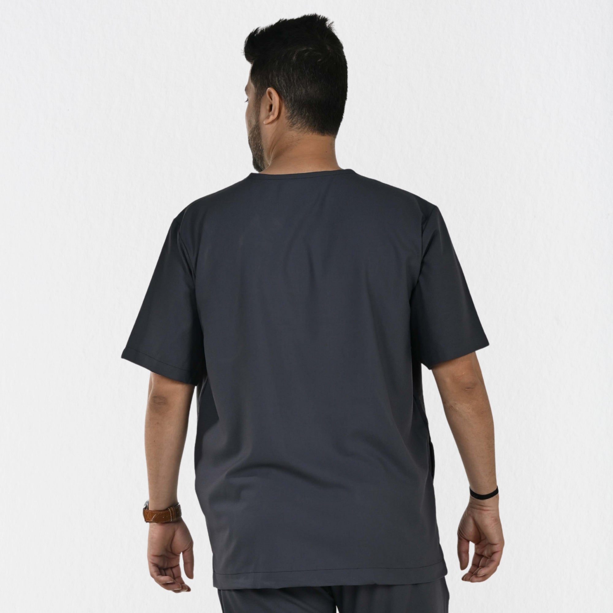 Men UltraFlex 4 Way Stretch 3 Pocket V Neck Scrub Top - Heather Grey