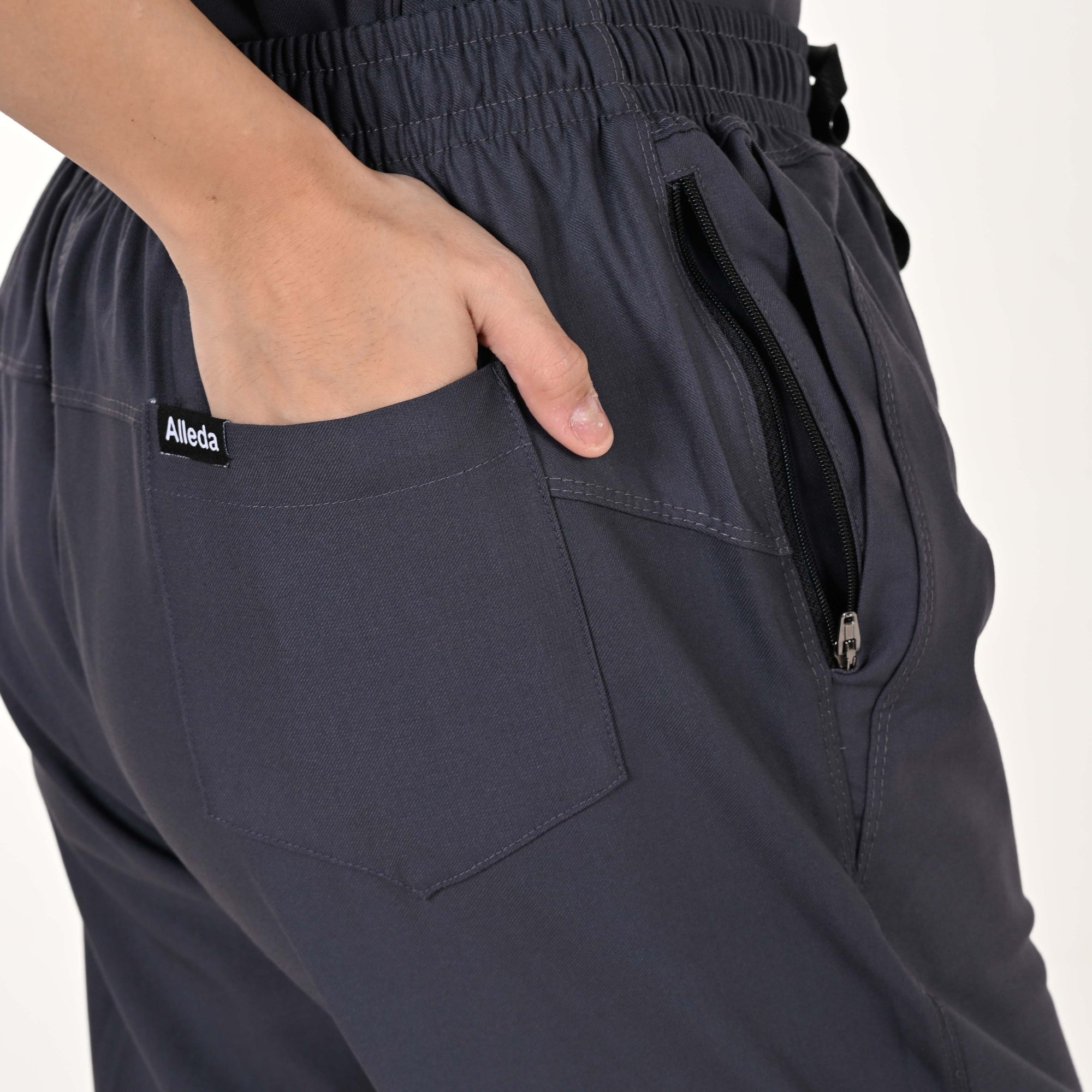 Women UltraFlex 4 Way Stretch 5 Pocket Scrub Bottom - Heather Grey