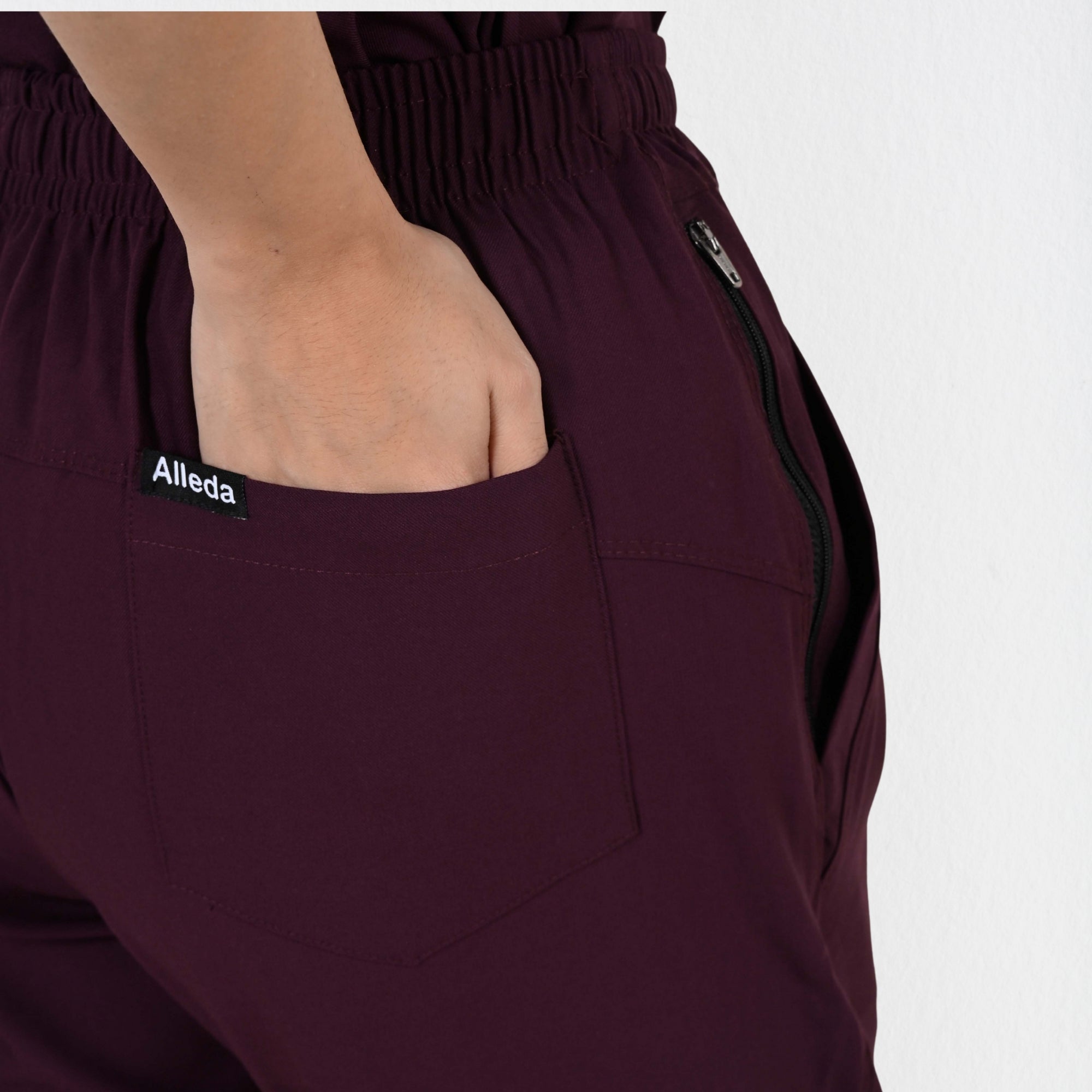 Women UltraFlex 4 Way Stretch 5 Pocket Scrub Bottom - Wine