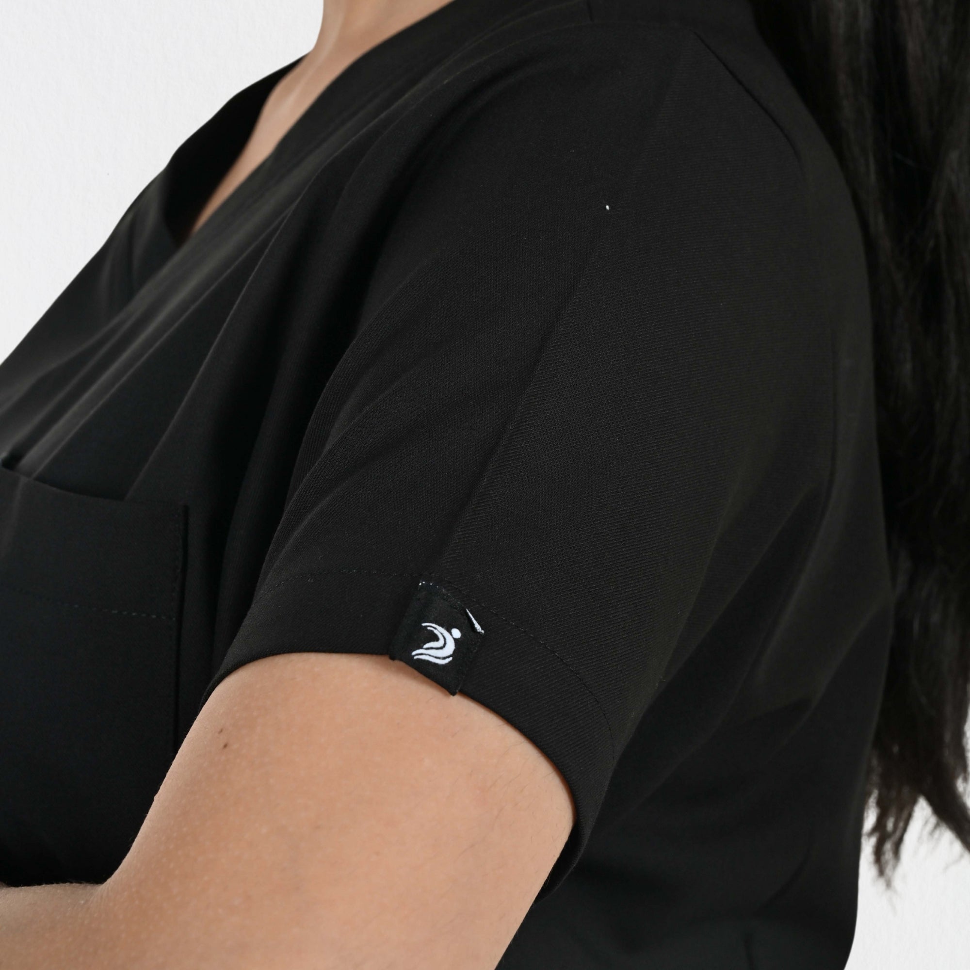 Women UltraFlex 4 Way Stretch 3 Pocket V Neck Scrub Top - Black