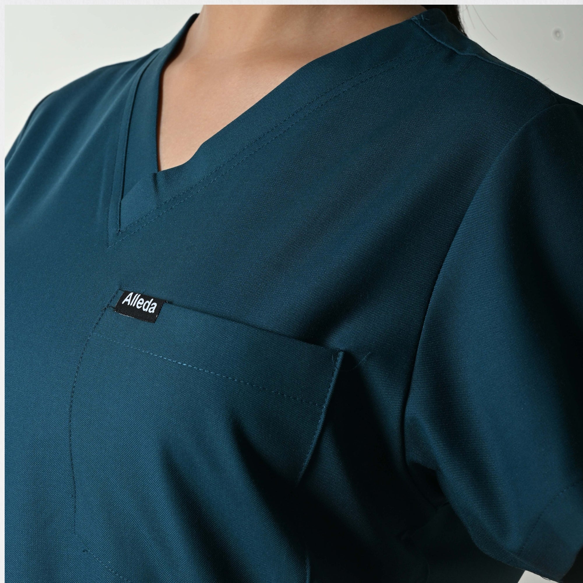 Women UltraFlex 4 Way Stretch 3 Pocket V Neck Scrub Top - Teal