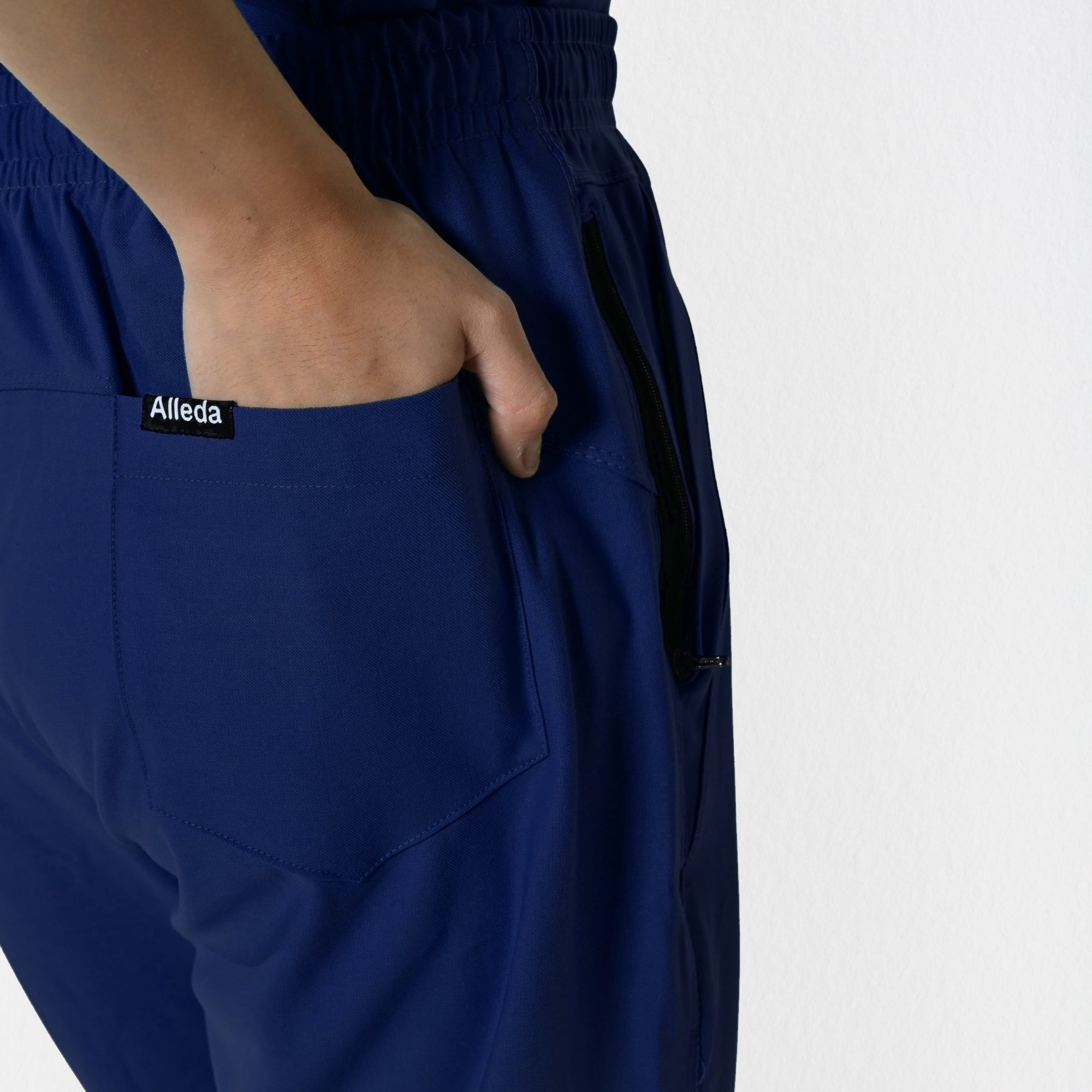 Alleda UltraFlex women's navy blue 5-pocket scrub bottom — independent sizing women's tailored fit, most mandated hospital colour India women