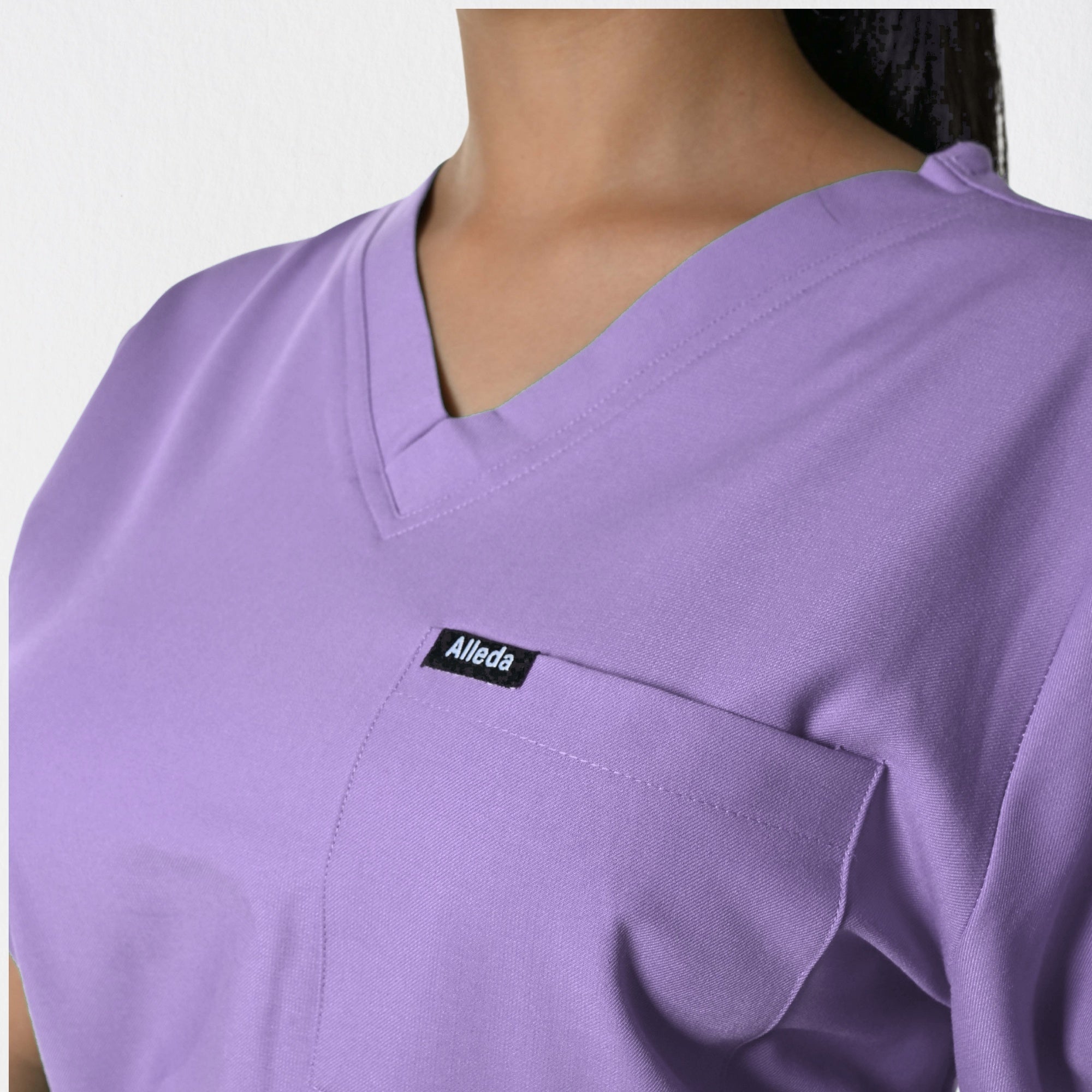 Women UltraFlex 4 Way Stretch 3 Pocket V Neck Scrub Top - Lavender