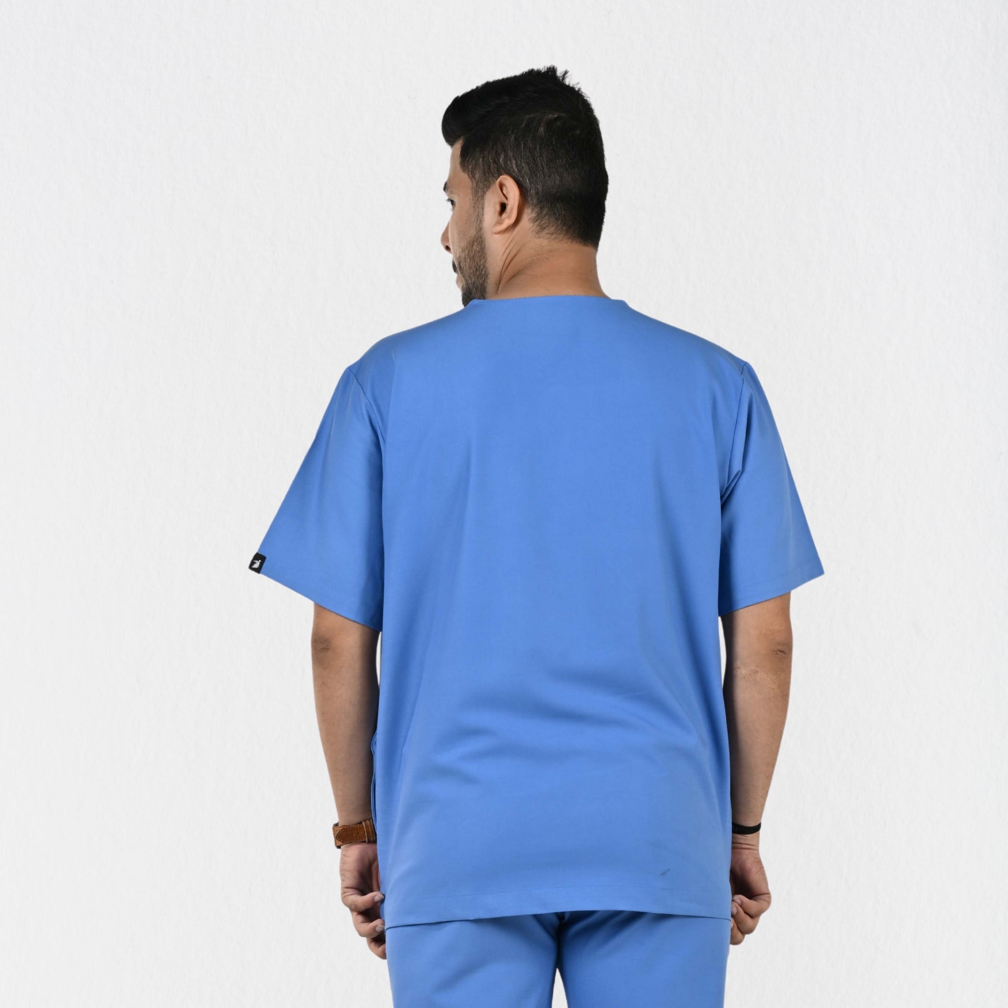 Men UltraFlex 4 Way Stretch 3 Pocket V Neck Scrub Top - Ciel Blue