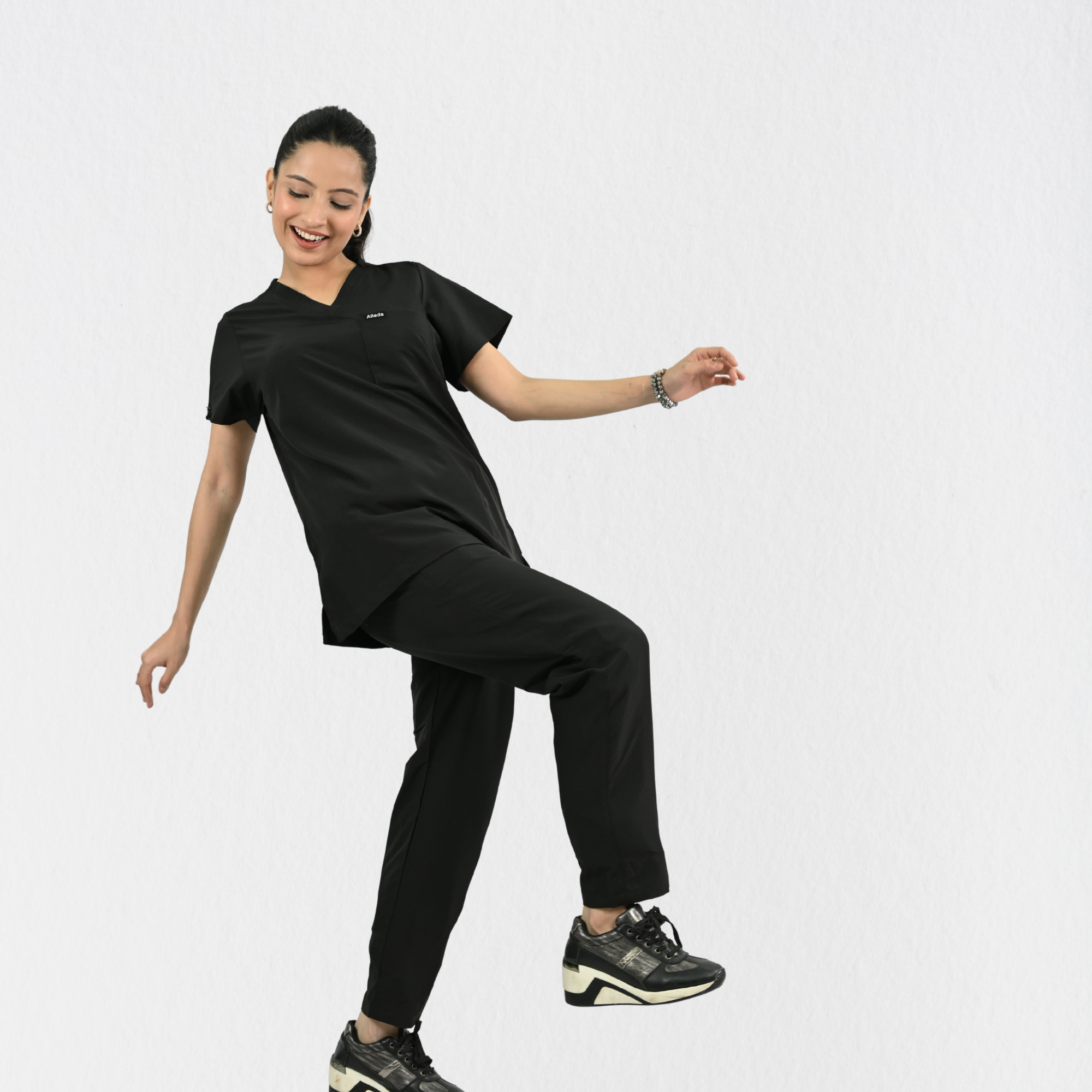 Women PrimaFlex 4 Way Stretch 5 Pocket Scrub Bottom - Black