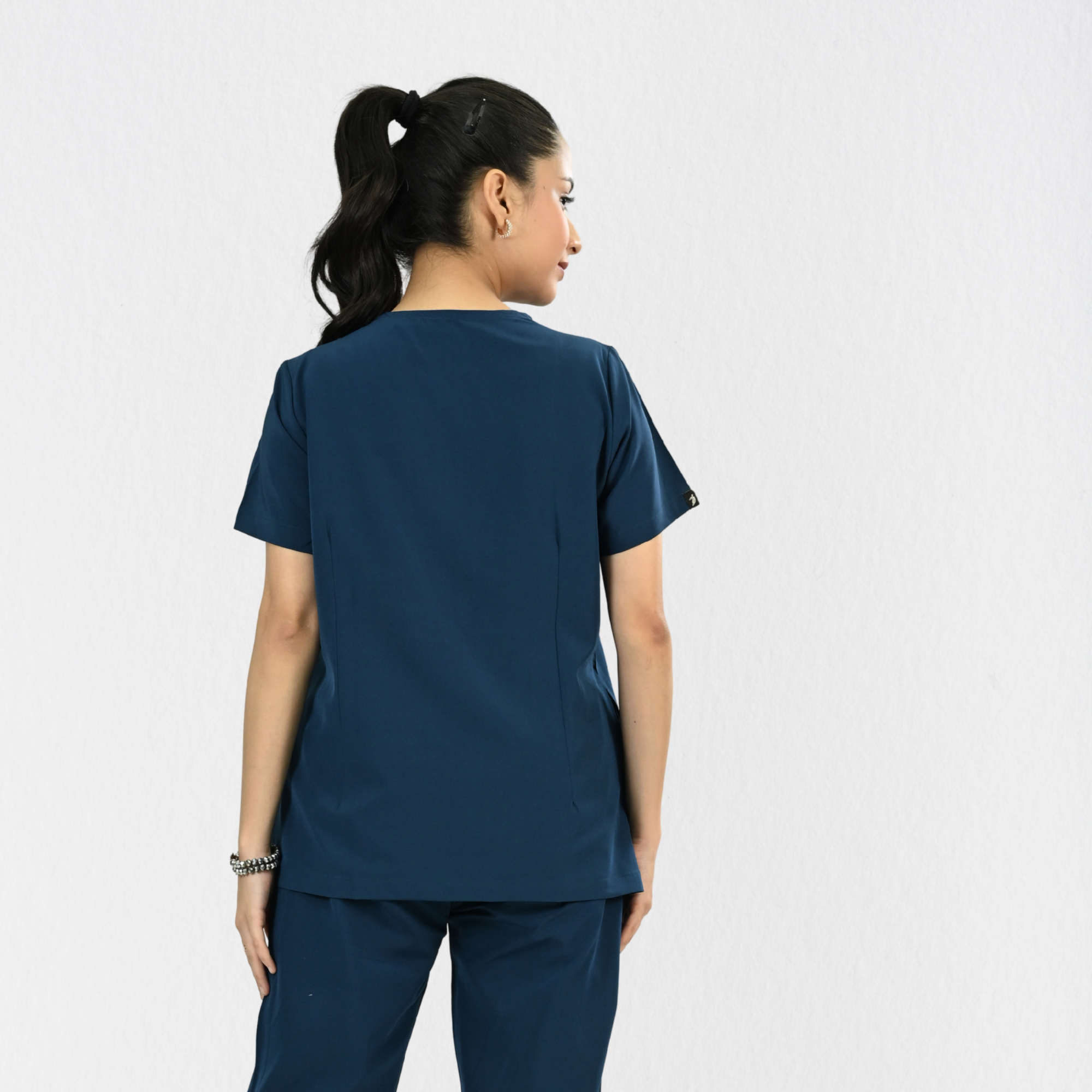 Women PrimaFlex 4 Way Stretch 3 Pocket Scrub Top - Crystal Teal