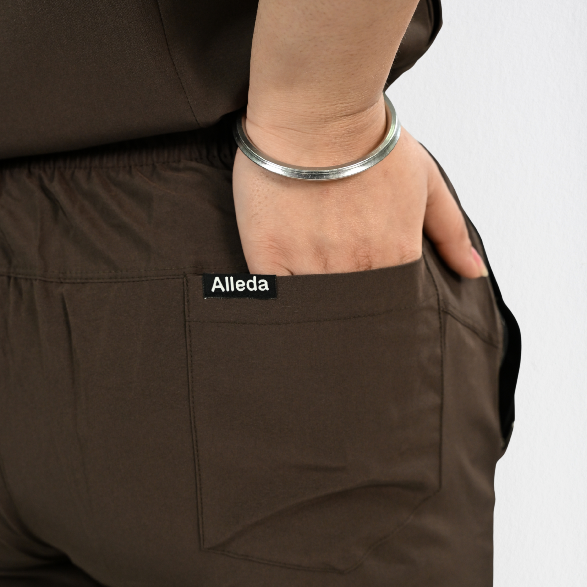 Women PrimaFlex 4 Way Stretch 5 Pocket Scrub Bottom - Dark Brown