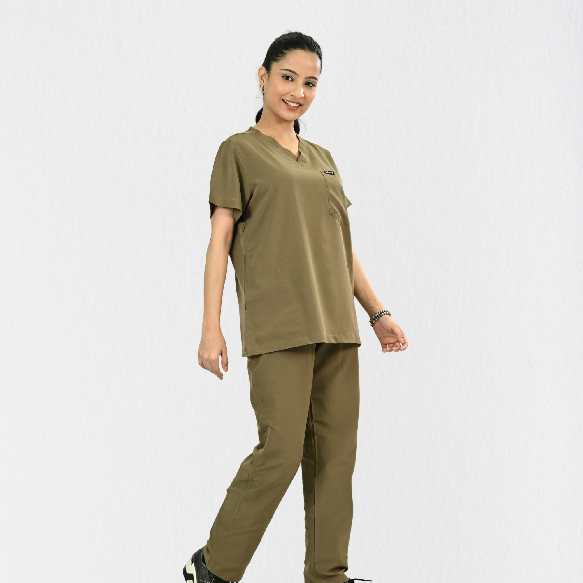 Women PrimaFlex 4 Way Stretch 5 Pocket Scrub Bottom - Khaki