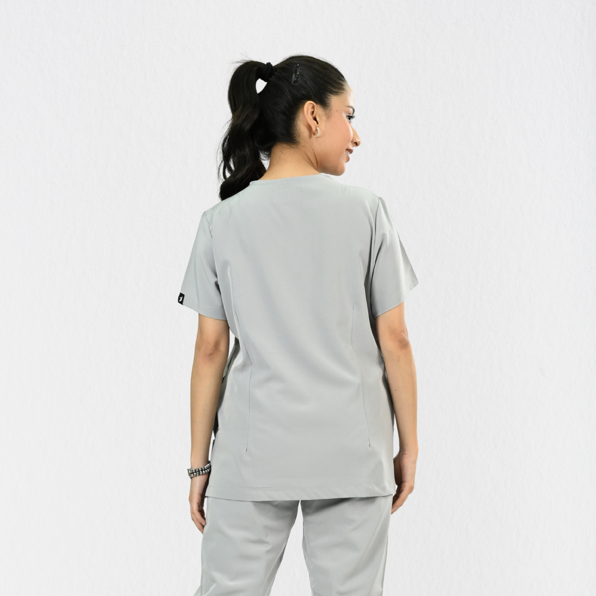 Women PrimaFlex 4 Way Stretch 3 Pocket Scrub Top - Light Grey