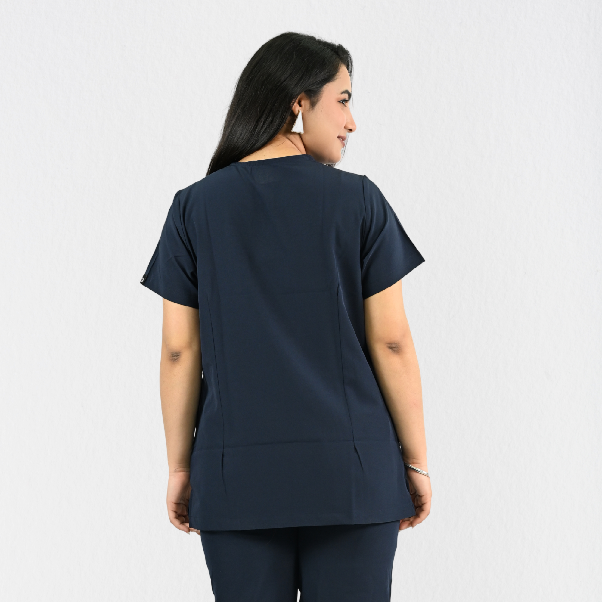 Women PrimaFlex 4 Way Stretch 3 Pocket Scrub Top - Navy Blue