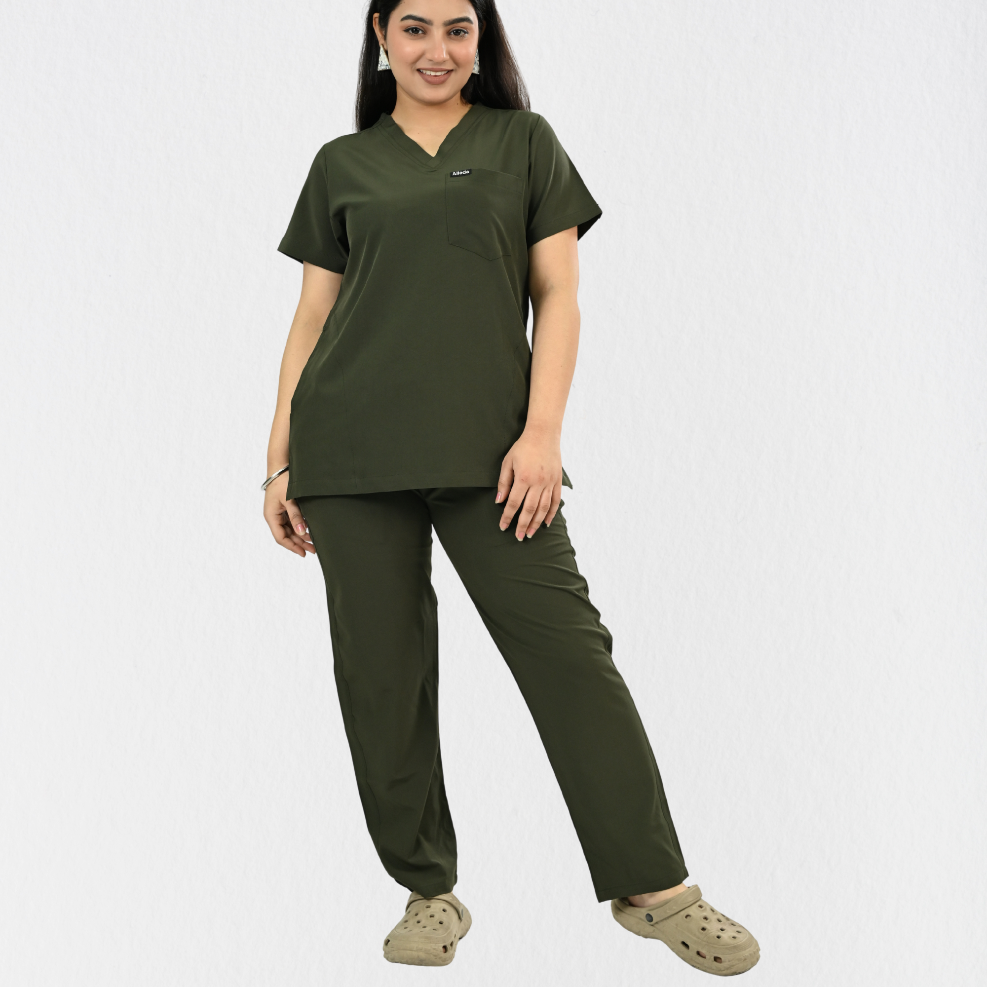 Women PrimaFlex 4 Way Stretch 5 Pocket Scrub Bottom - Olive