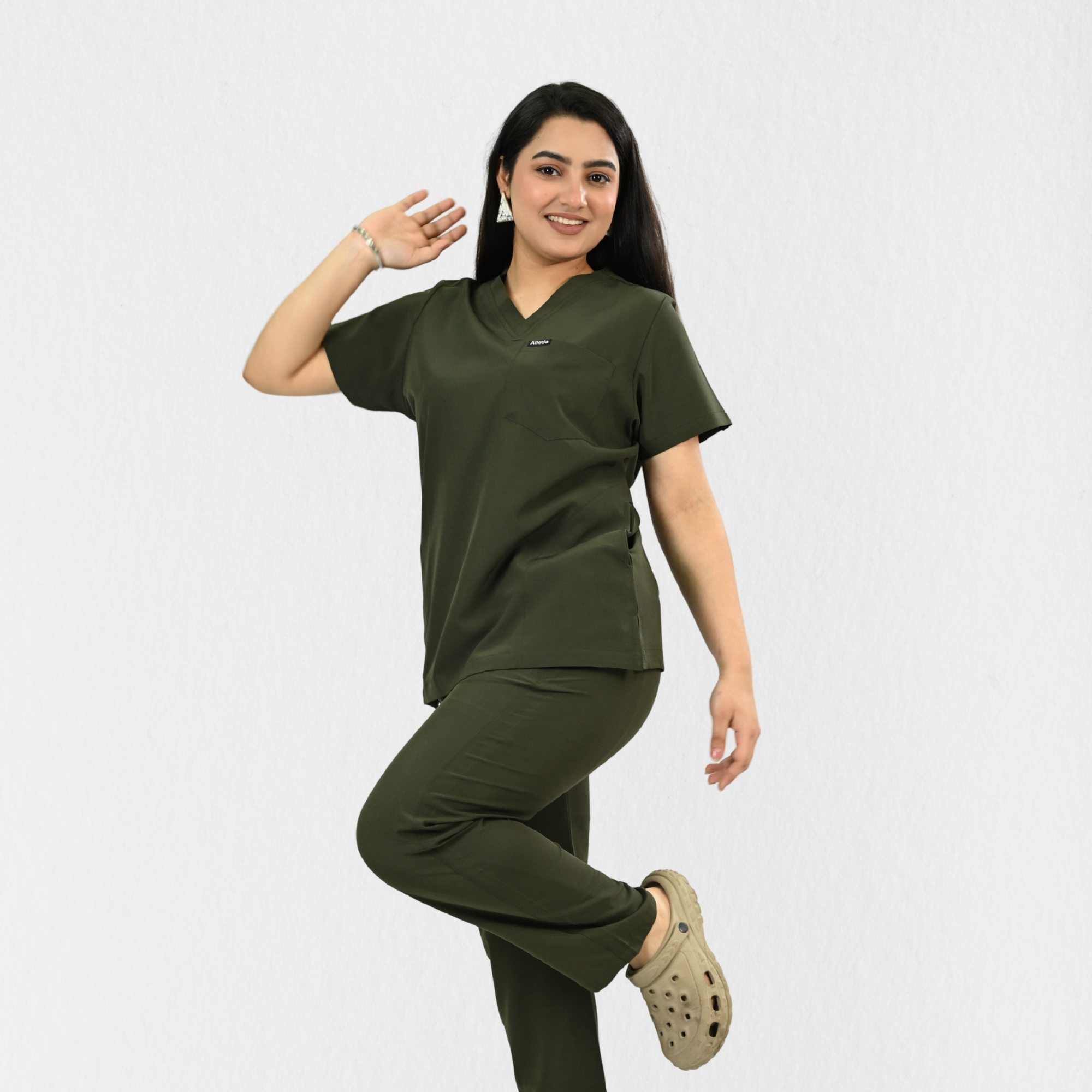 Women PrimaFlex 4 Way Stretch 5 Pocket Scrub Bottom - Olive