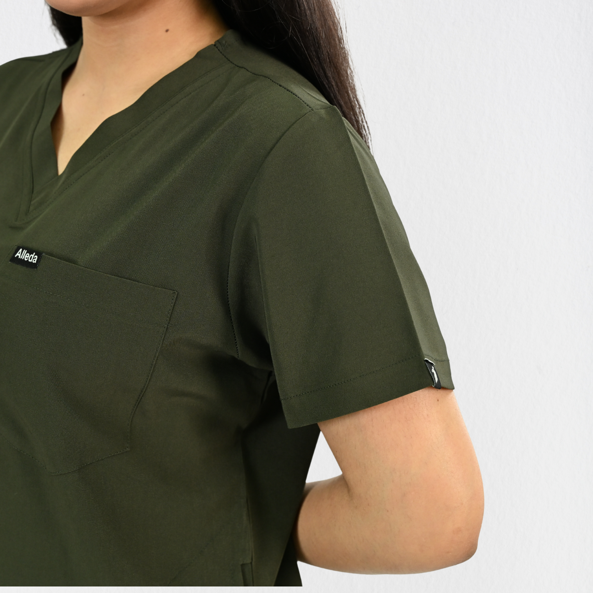 Women PrimaFlex 4 Way Stretch 3 Pocket Scrub Top - Olive