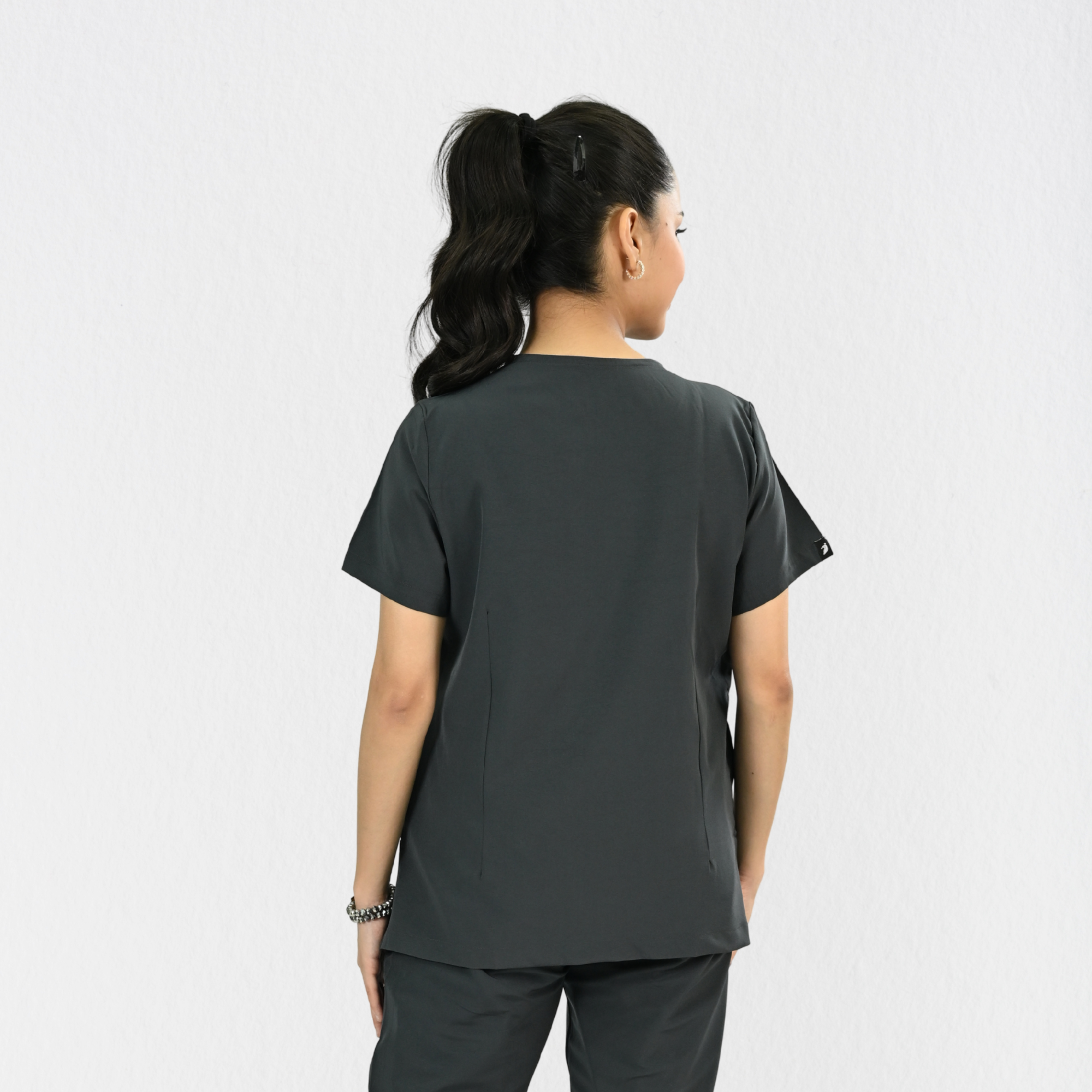 Women PrimaFlex 4 Way Stretch 3 Pocket Scrub Top - Slate Grey