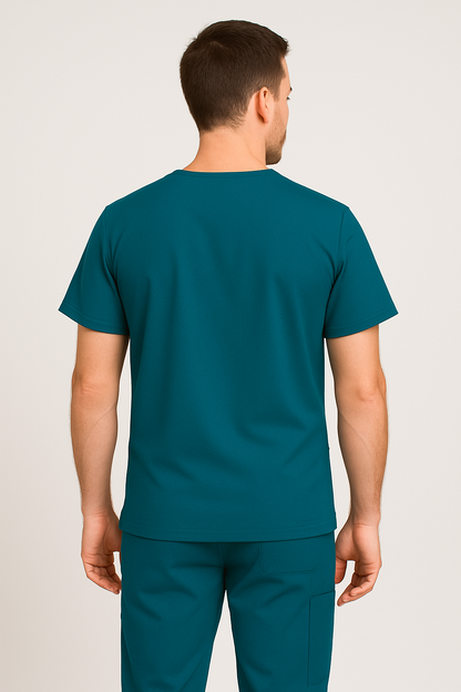 Men UltraFlex 4 Way Stretch 3 Pocket V Neck Scrub Top - Teal
