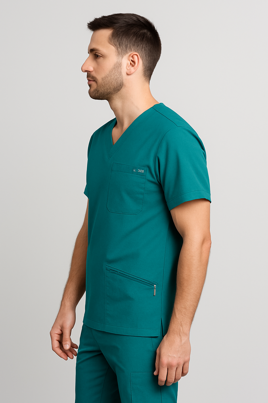 Men UltraFlex 4 Way Stretch 3 Pocket V Neck Scrub Top - Teal