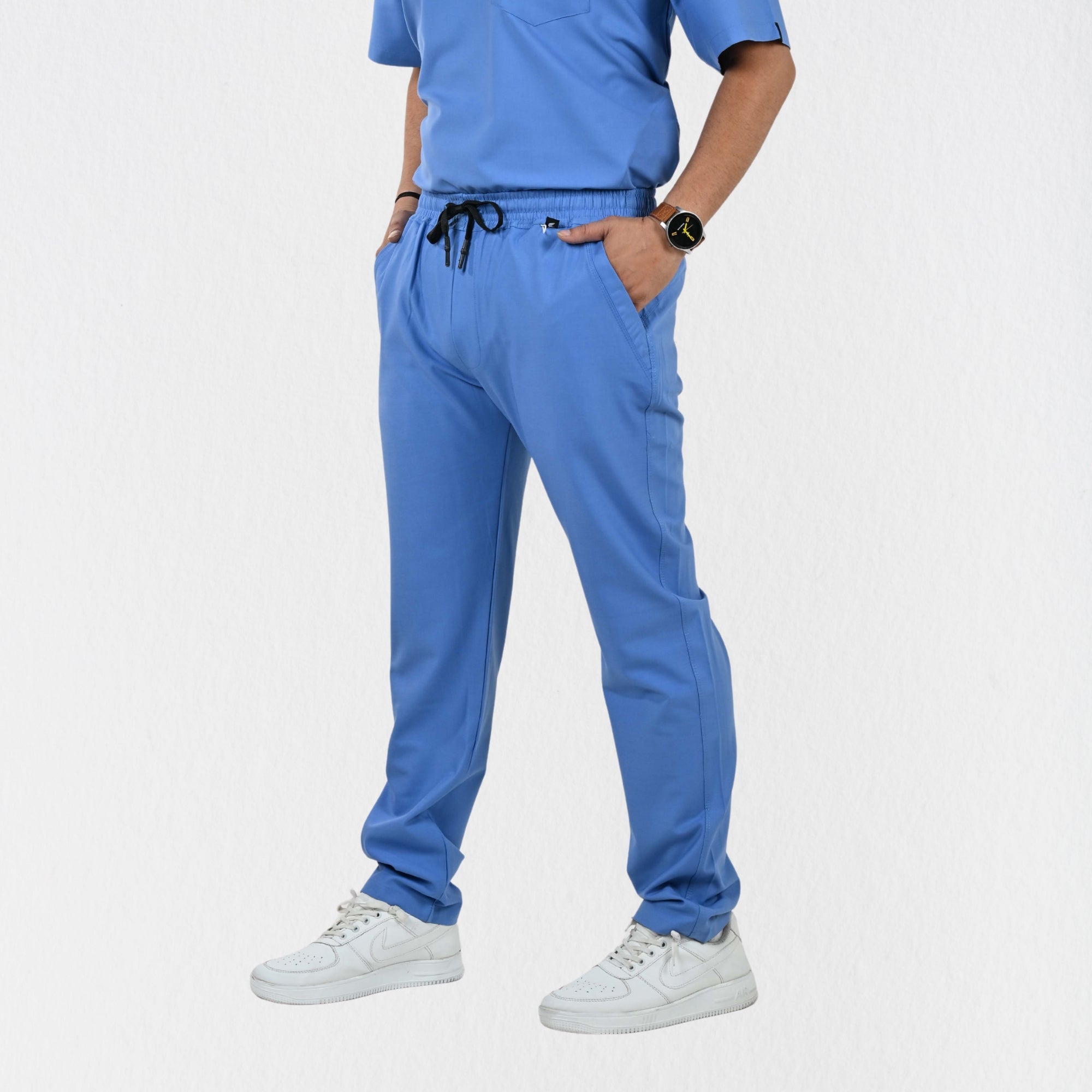 Men UltraFlex 4 Way Stretch 5 Pocket Scrub Bottom - Ciel Blue