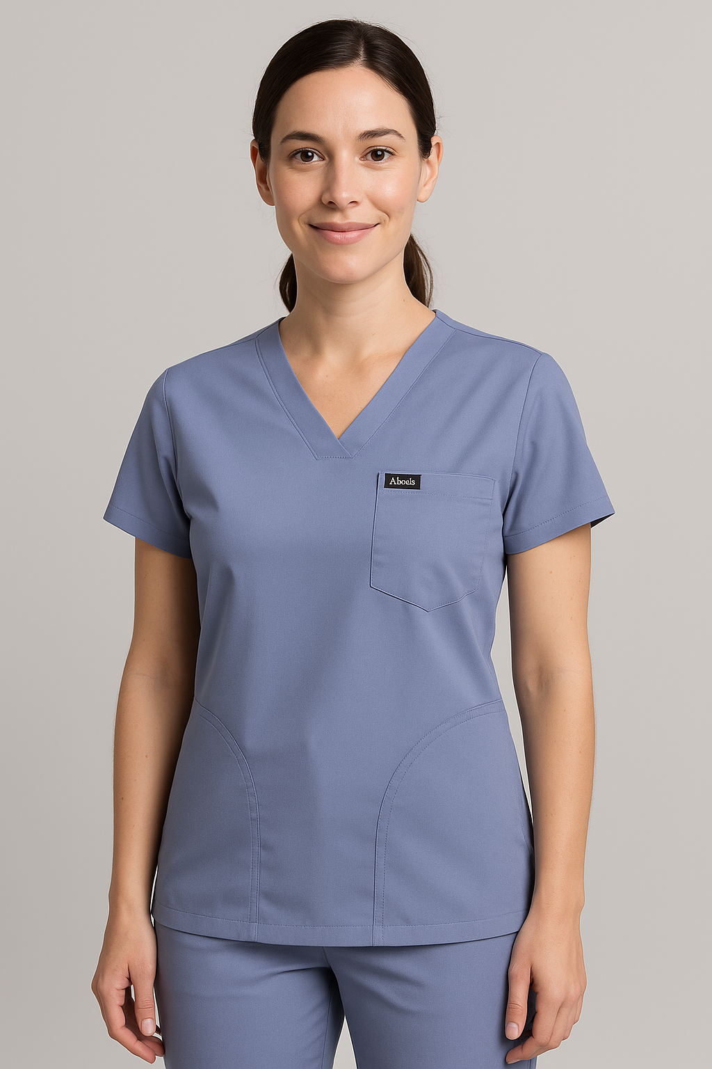 Women UltraFlex 4 Way Stretch 3 Pocket V Neck Scrub Top - Ciel Blue