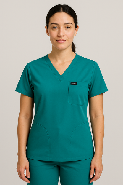 Women UltraFlex 4 Way Stretch 5 Pocket Scrub Bottom - Teal