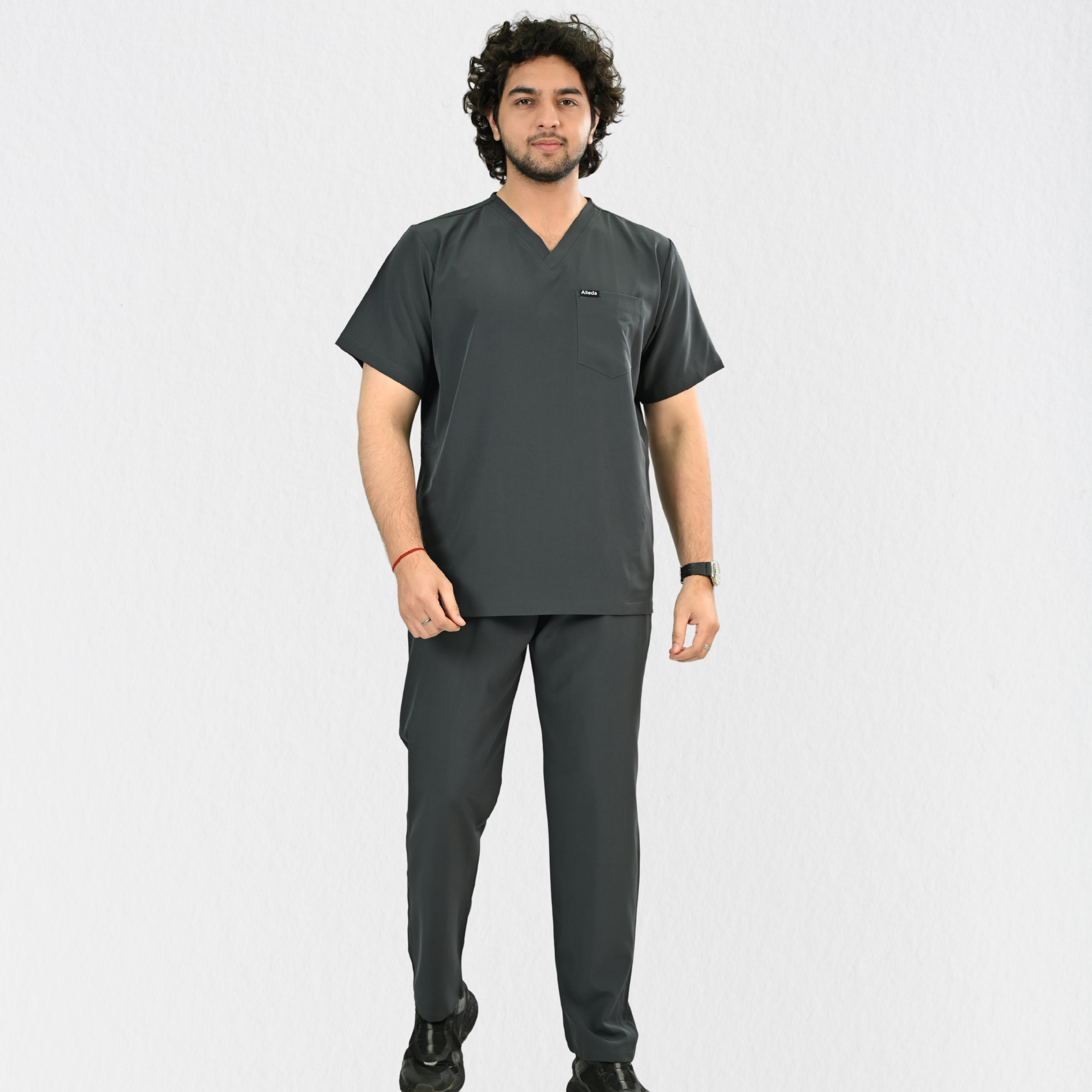 Men PrimaFlex 4 Way Stretch 8 Pocket V Neck Scrub Set - Slate Grey
