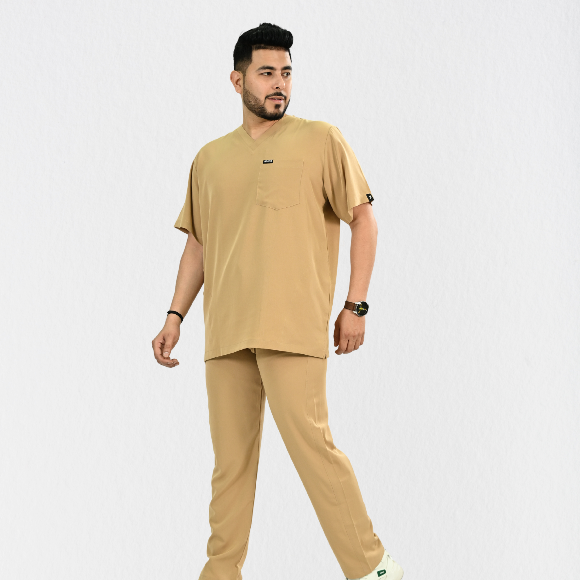 Men PrimaFlex 4 Way Stretch 5 Pocket Scrub Bottom - Beige