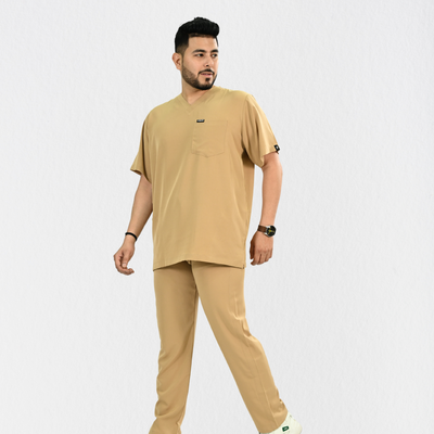 Men PrimaFlex 4 Way Stretch 5 Pocket Scrub Bottom - Beige