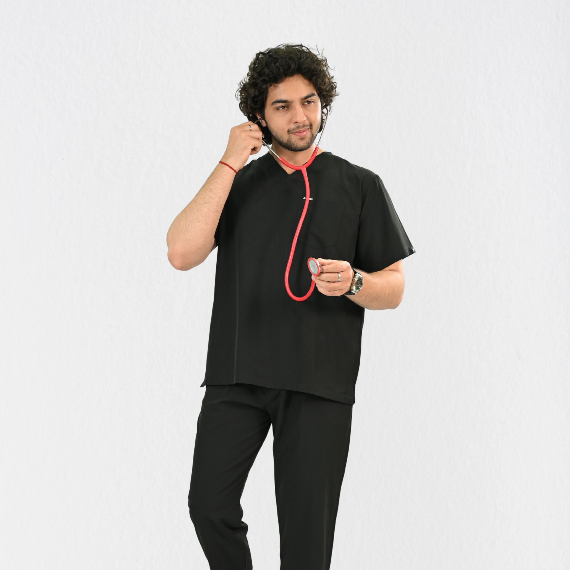 Men PrimaFlex 4 Way Stretch 5 Pocket Scrub Bottom - Black