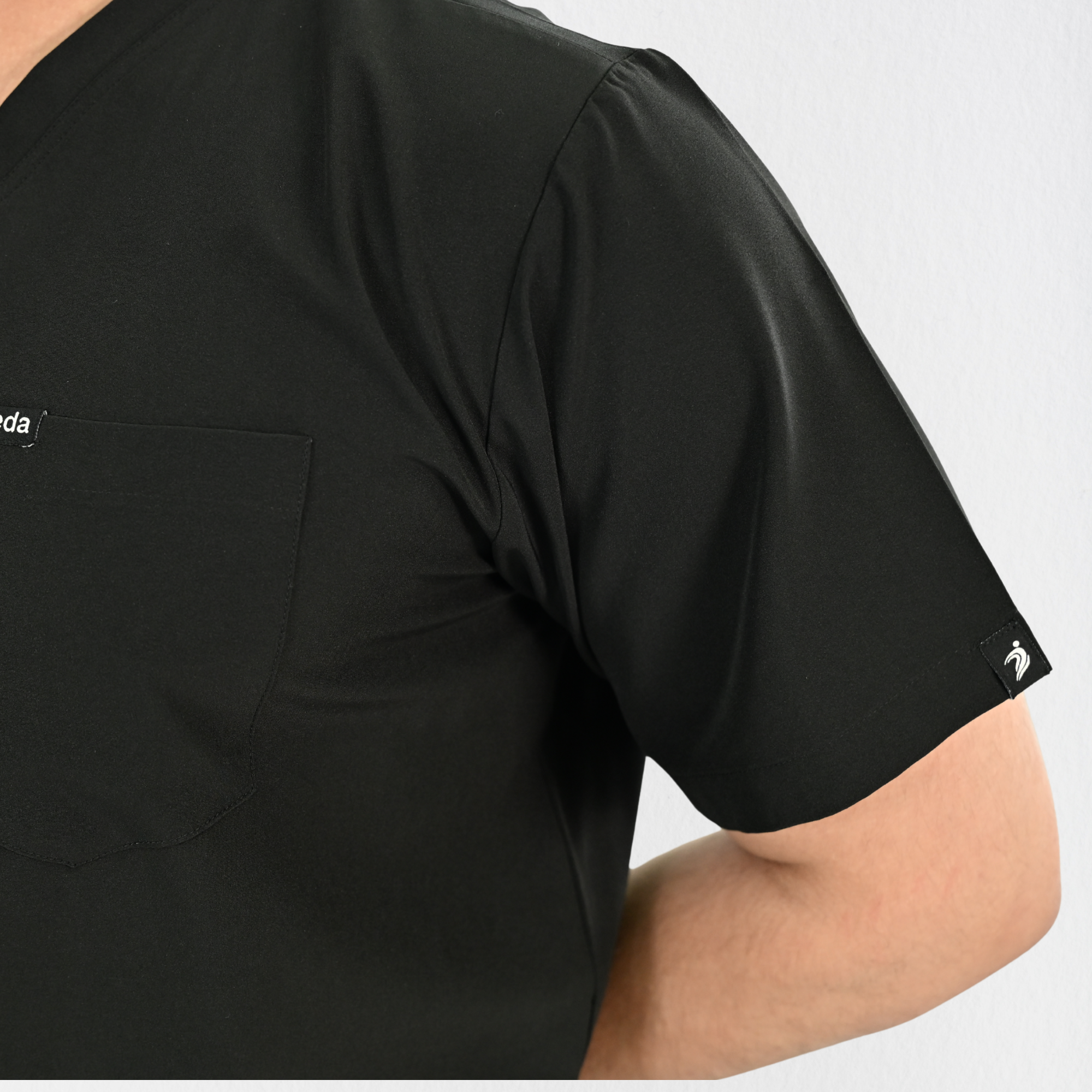 Men PrimaFlex 4 Way Stretch 3 Pocket Scrub Top - Black