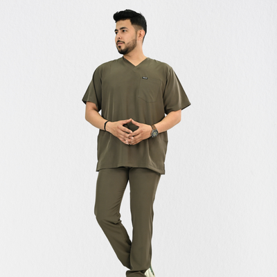 Men PrimaFlex 4 Way Stretch 5 Pocket Scrub Bottom - Charcoal Brown