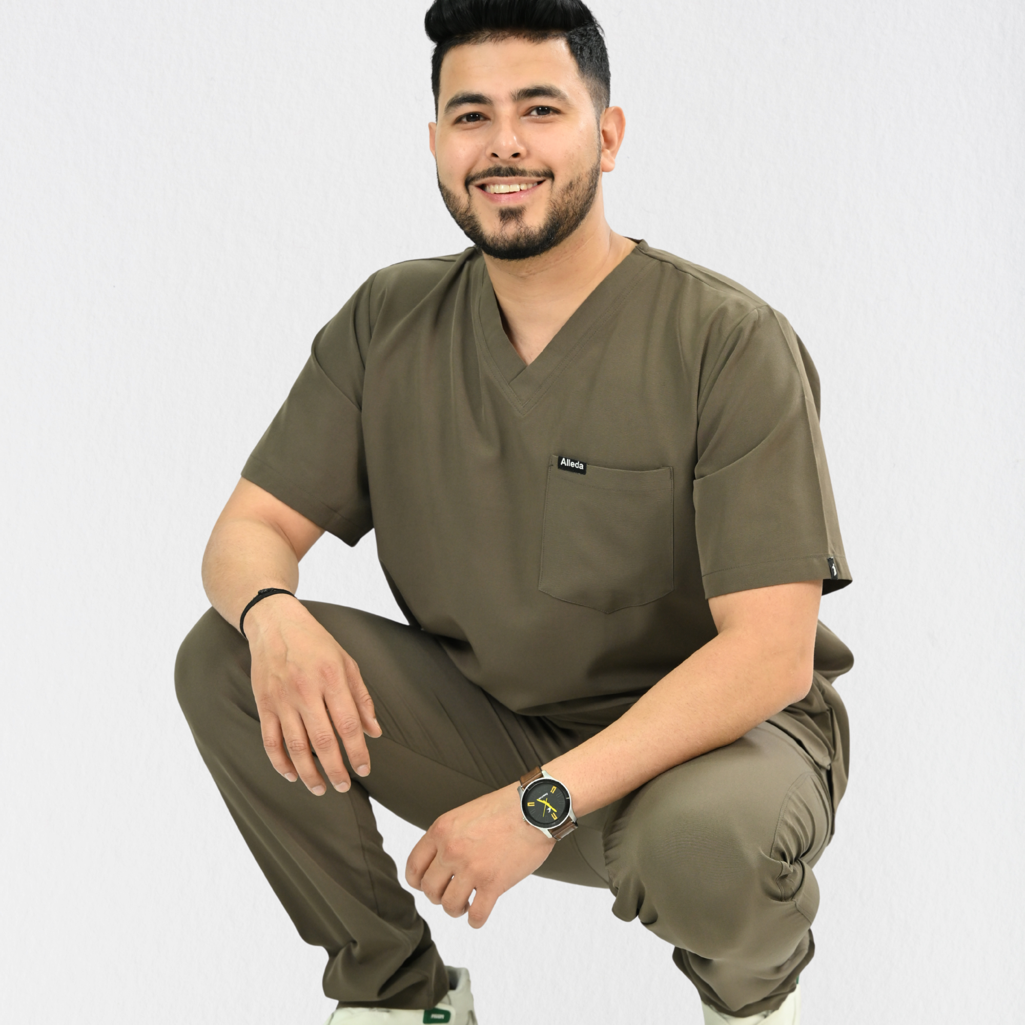 Men PrimaFlex 4 Way Stretch 5 Pocket Scrub Bottom - Charcoal Brown
