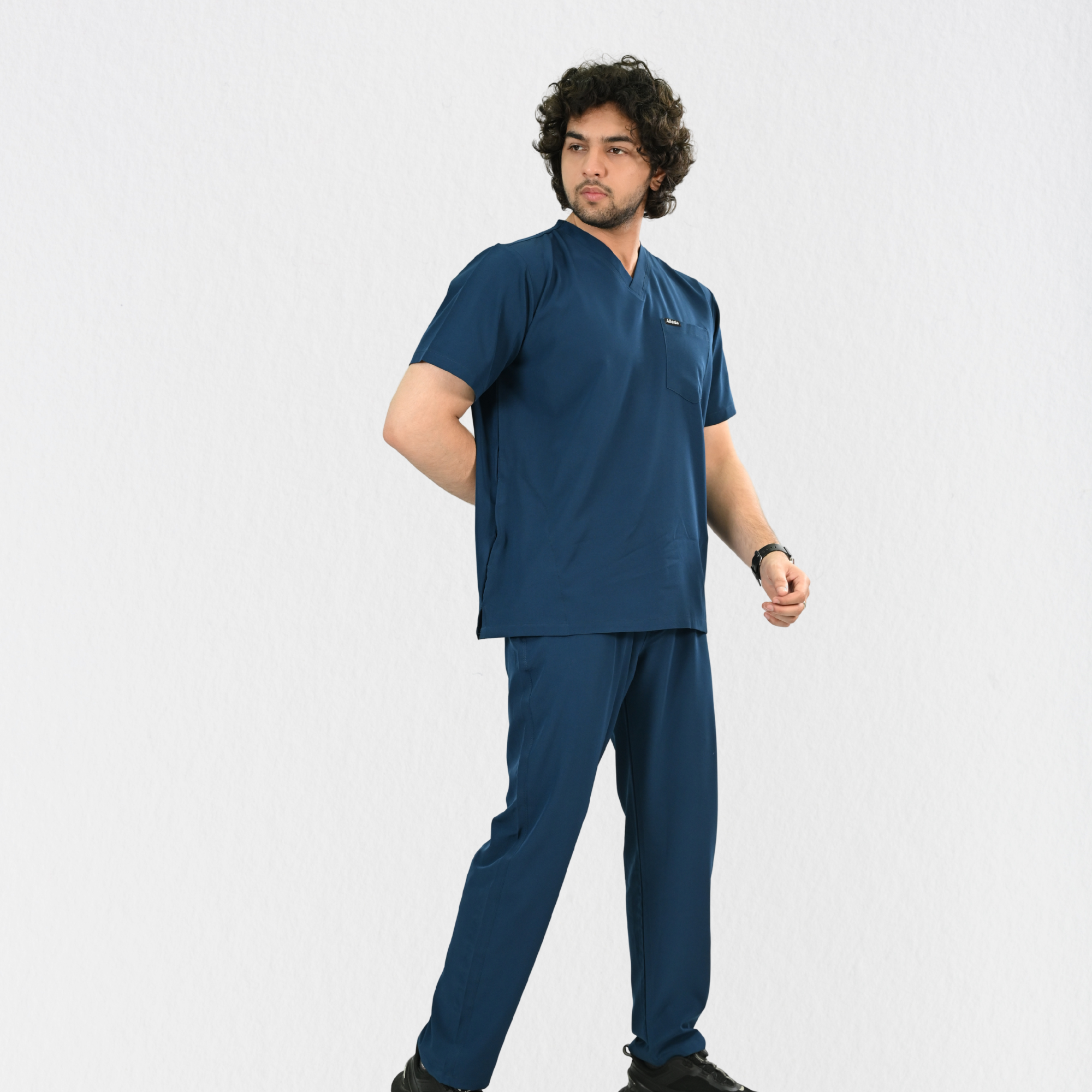 Men PrimaFlex 4 Way Stretch 8 Pocket V Neck Scrub Set - Crystal Teal