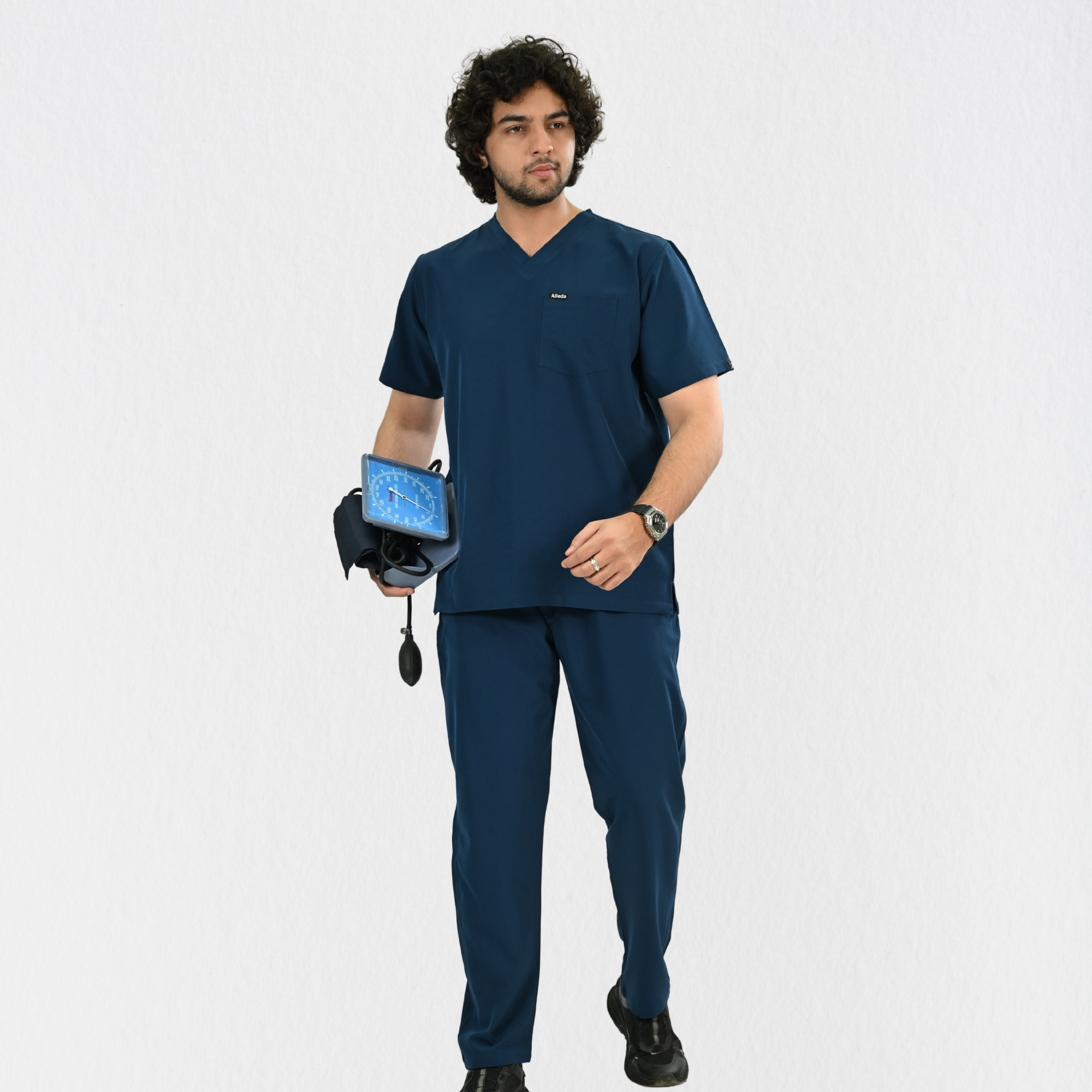 Men PrimaFlex 4 Way Stretch 8 Pocket V Neck Scrub Set - Crystal Teal