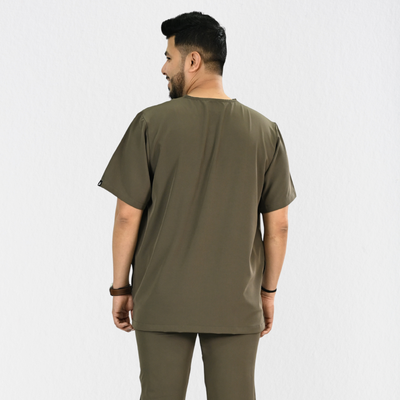 Men PrimaFlex 4 Way Stretch 3 Pocket Scrub Top - Charcoal Brown