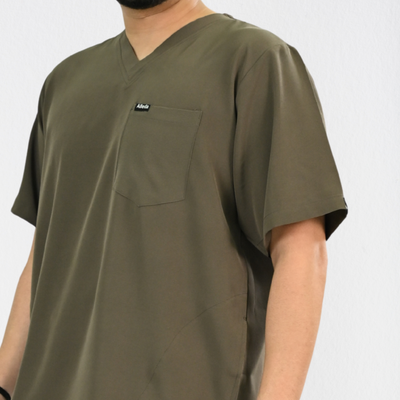 Men PrimaFlex 4 Way Stretch 3 Pocket Scrub Top - Charcoal Brown