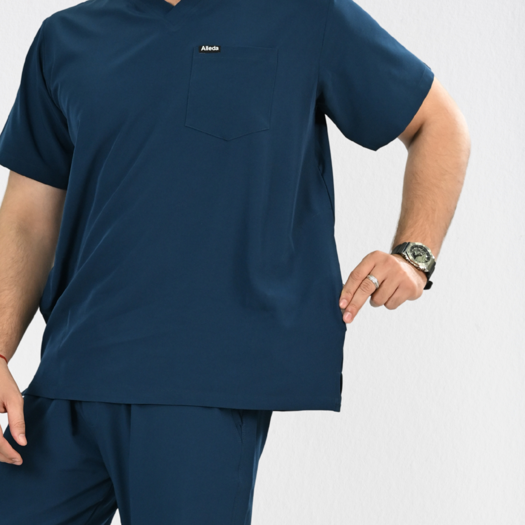 Men PrimaFlex 4 Way Stretch 3 Pocket Scrub Top - Crystal Teal