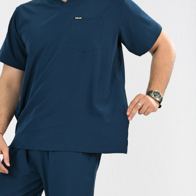 Men PrimaFlex 4 Way Stretch 3 Pocket Scrub Top - Crystal Teal