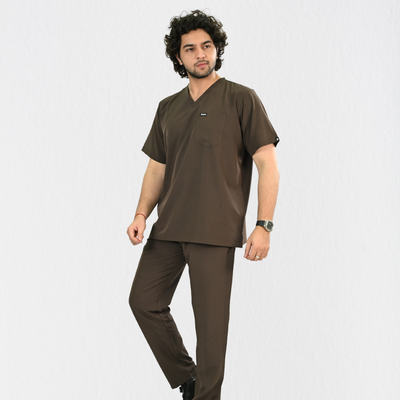 Men PrimaFlex 4 Way Stretch 5 Pocket Scrub Bottom - Dark Brown